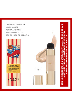 2wins Parlak Bitişli Orta Kapatıcı SPF30 Renkli Nemlendirici BB Krem-Light