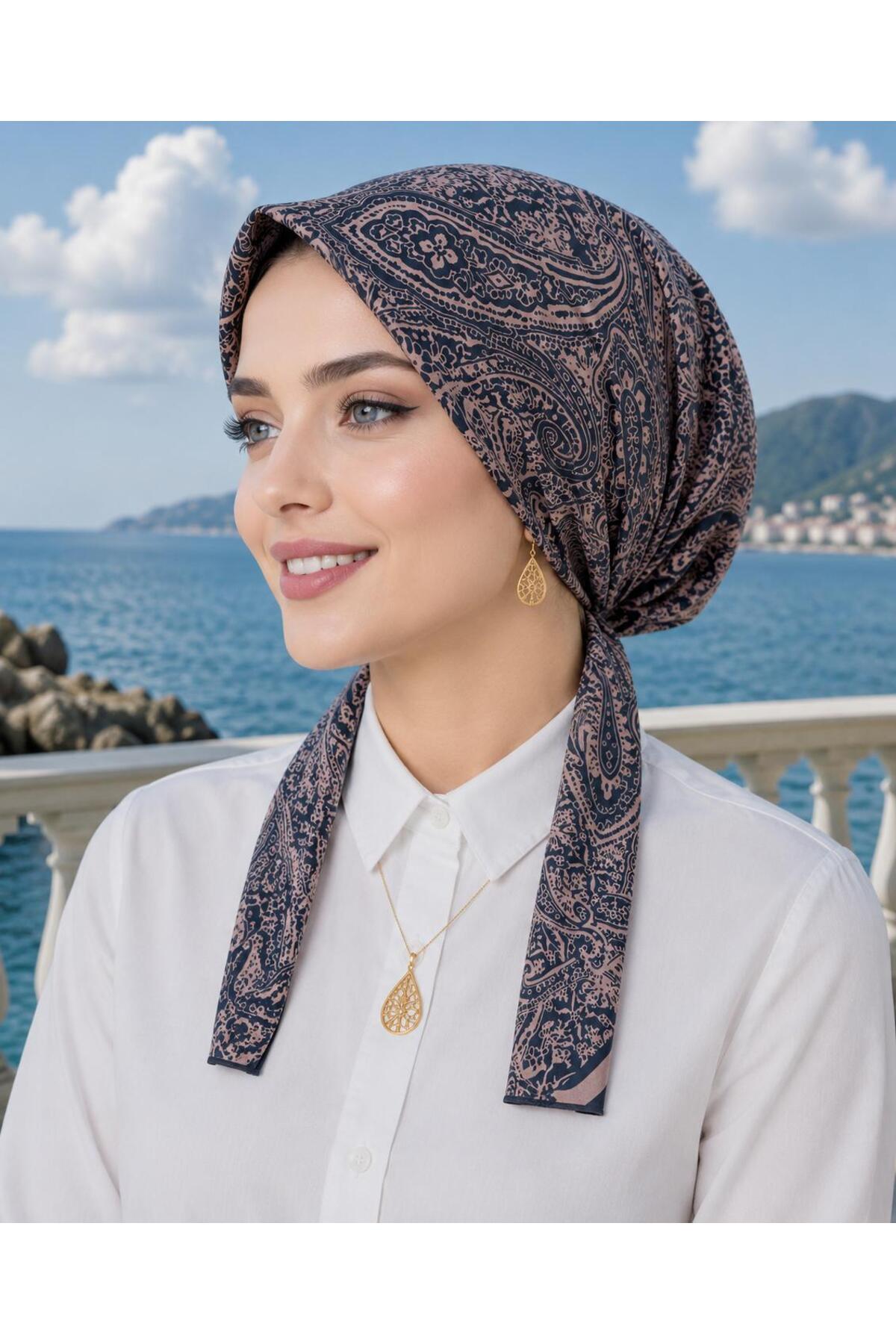 scarf bonnet cotton fabric does not slip,ready , must be tied from the back