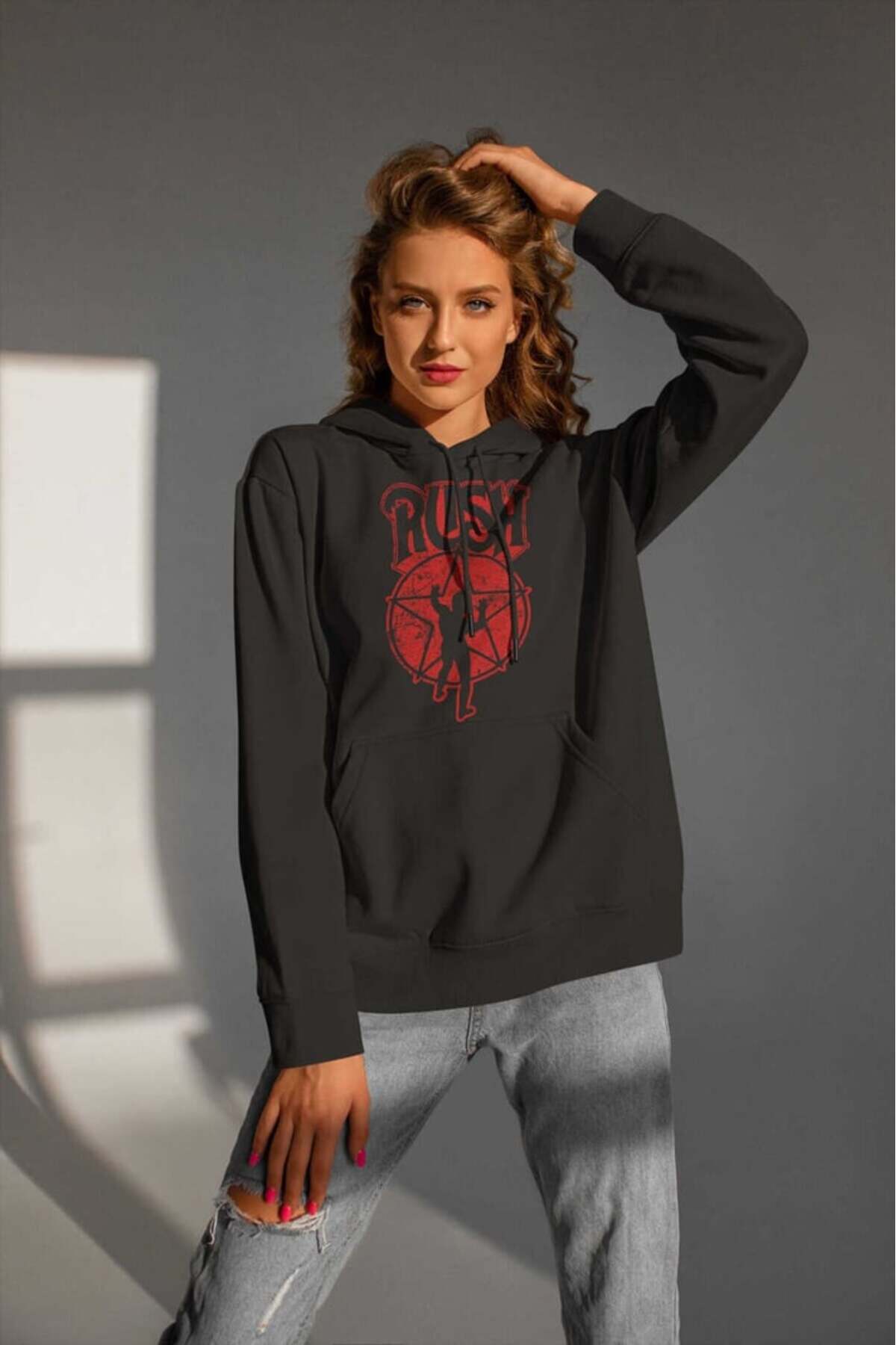 buzagi tasarım ürünleri Rush Digital Print Hooded Unisex Sweatshirt