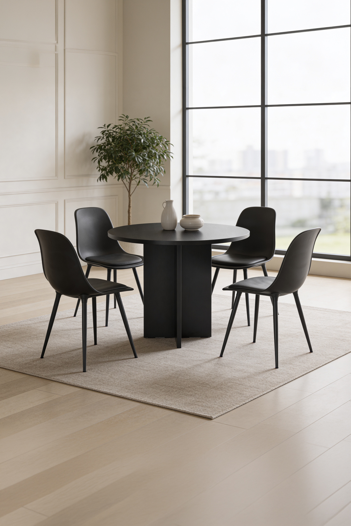Harmony Sora Oval Table 90x75x90 cm Black(Table Only) - Modern Design