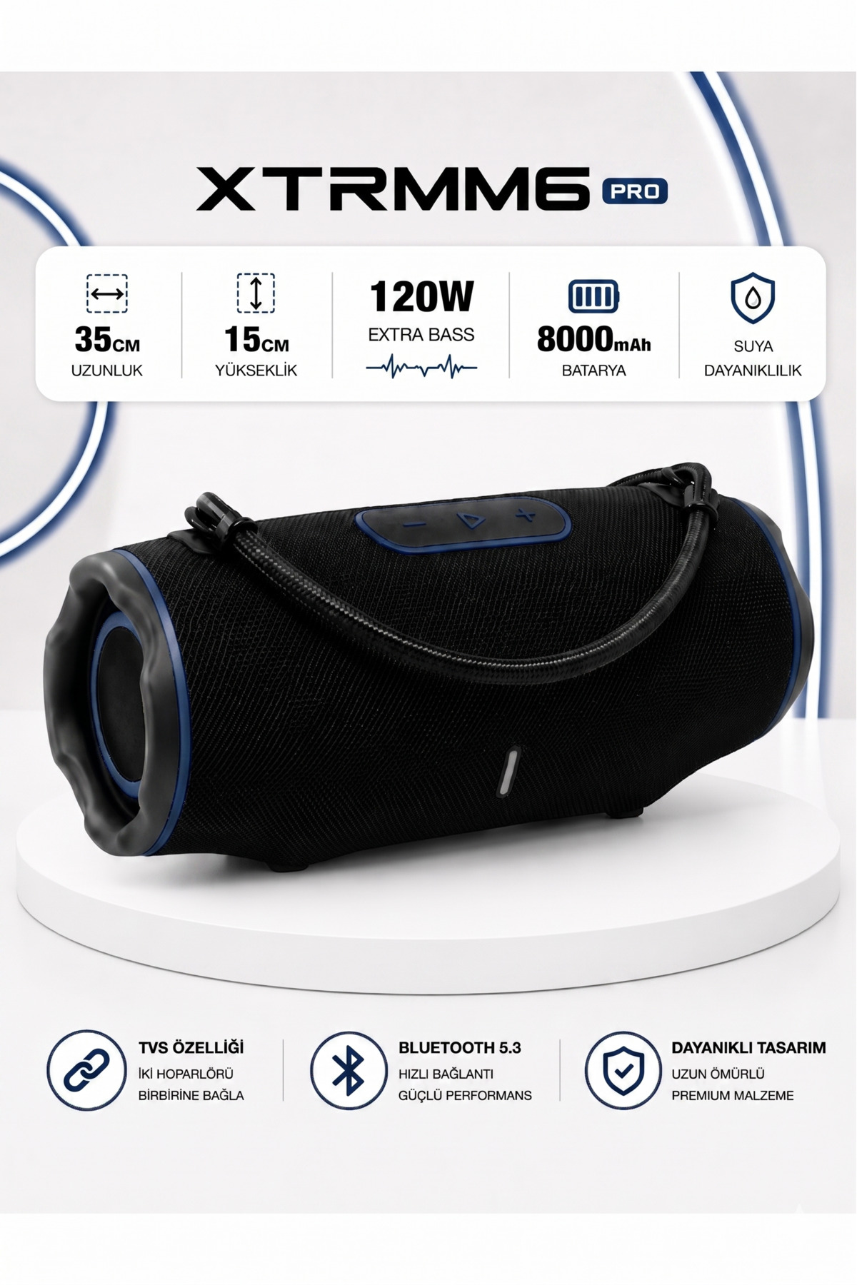XTRMM6 PRO Bluetooth Speaker Portable Wireless Speaker 120W IPX5 Waterproof RGB Illuminated Bass Sound System