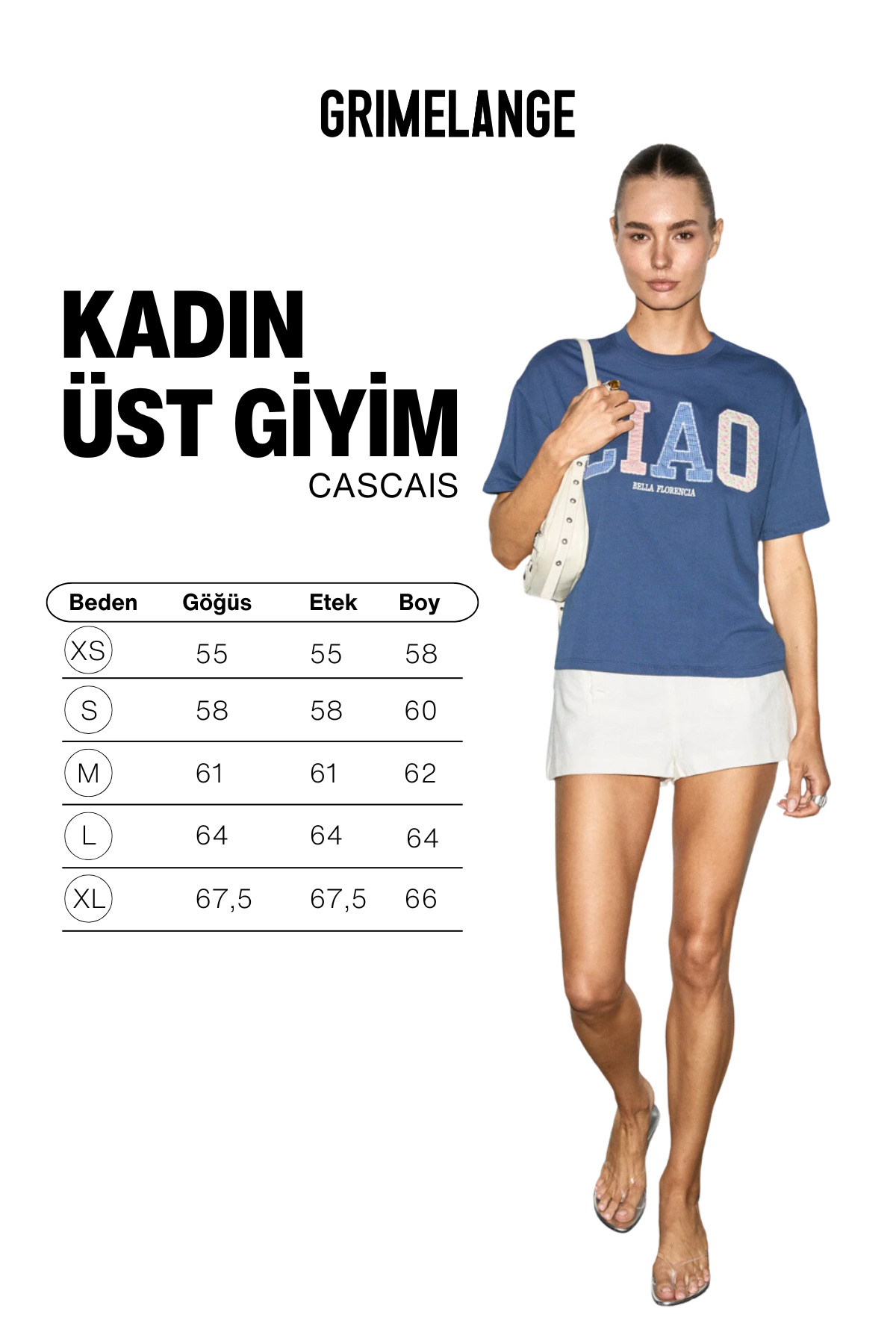GRIMELANGE CASCAIS Kadın %100 Organik Pamuklu Patch Detaylı Regular Fit Lacivert T-Shirt görsel 6