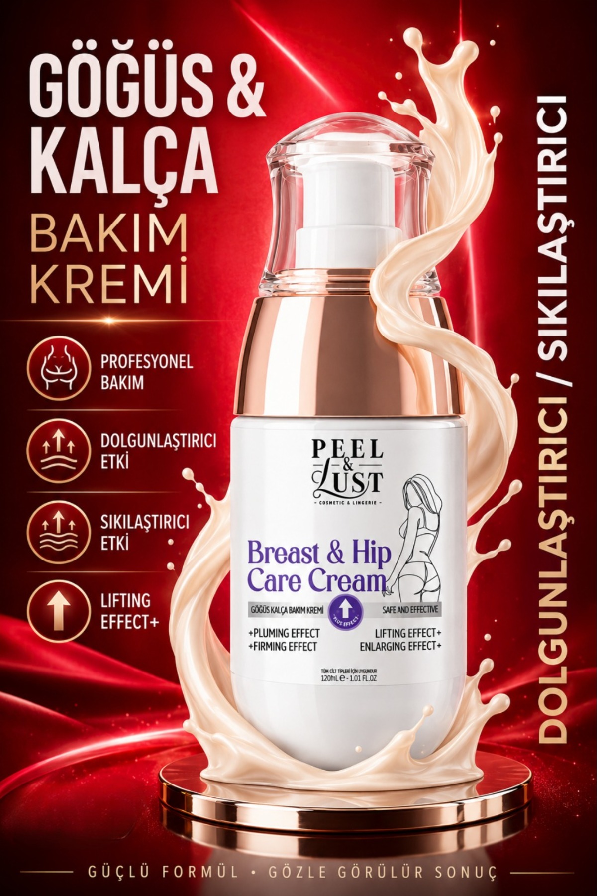 PEEL & LUST Göğüs ve Kalça Büyütmeye Yardımcı Bakım Kremi, iki formül bir arada. — PL_GSKC