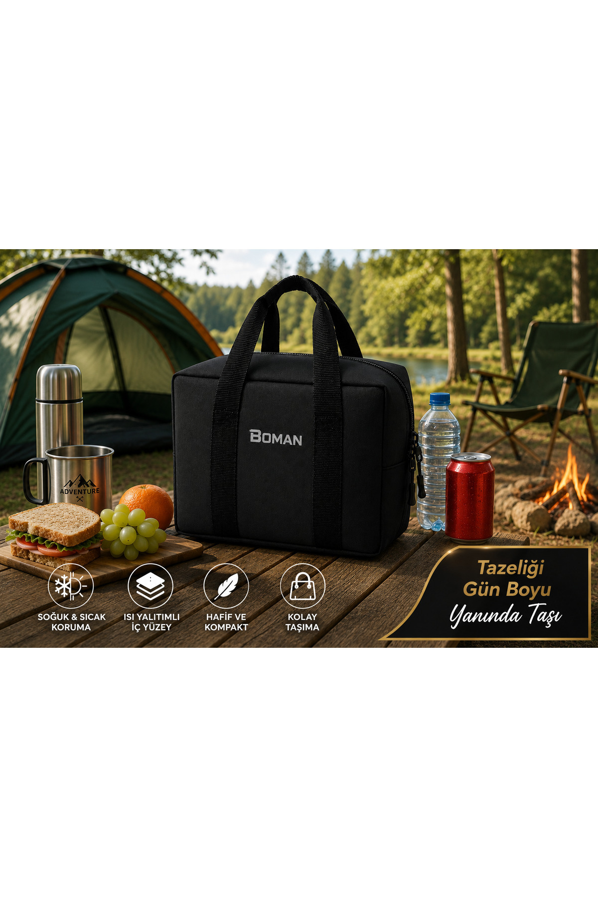 Heat Insulated Waterproof Thermal Bag Food Carrying Lunch Bag With Strap