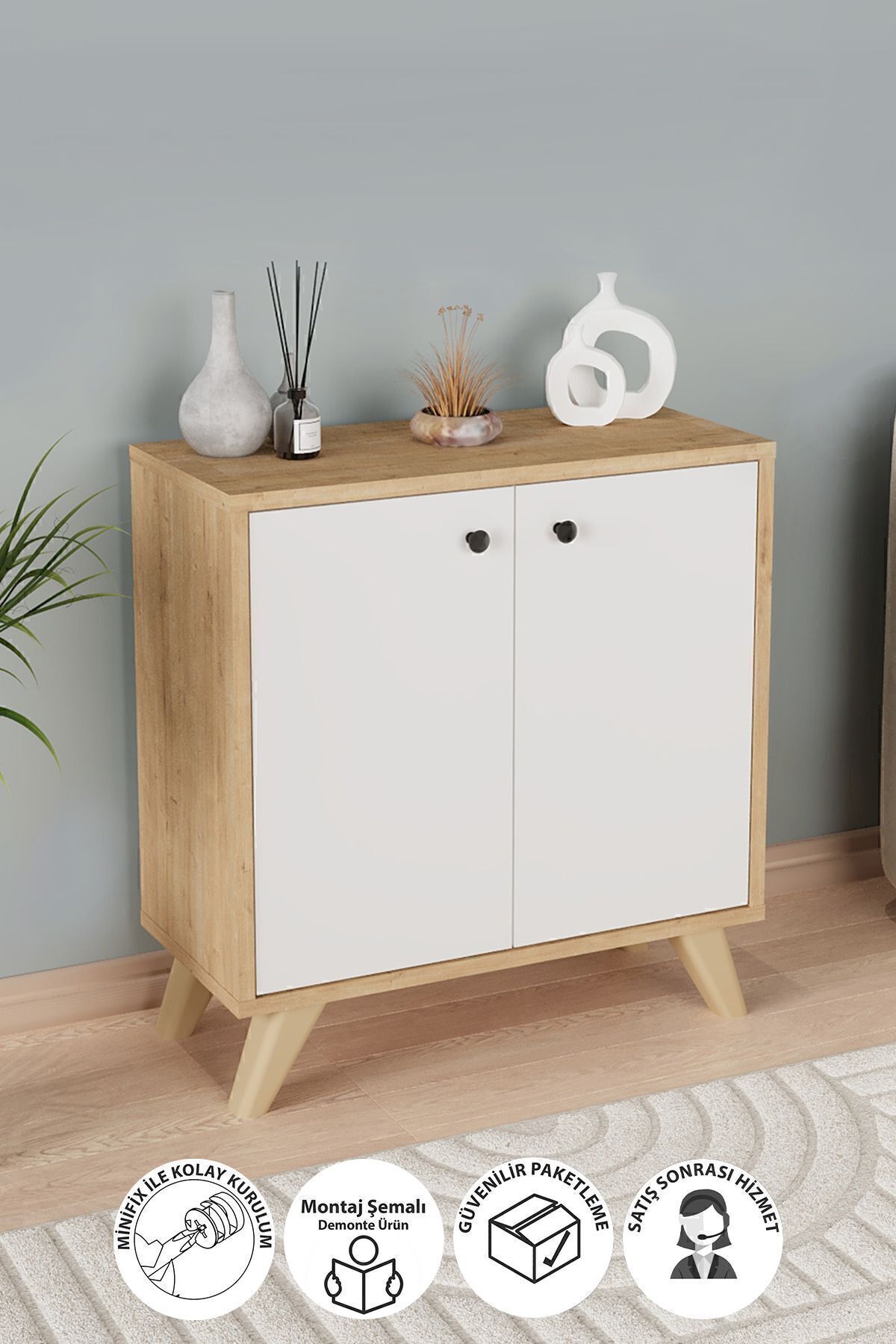 Decorative Bookcase 2 Lid 2 Compartment Bookcase Smyrna Sapphire Oak White