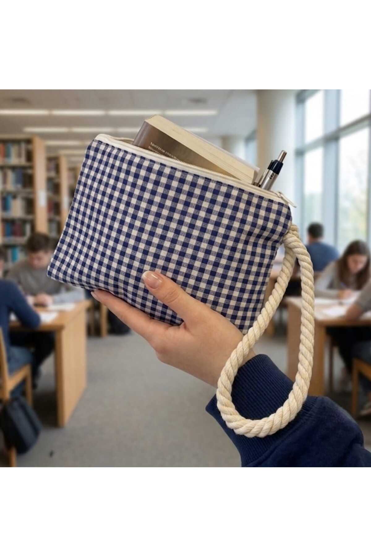 ALERSS Clutch Çanta - Makyaj Portföy Çantası - Cüzdan - Kalemlik - Pötikare Çanta görsel 4