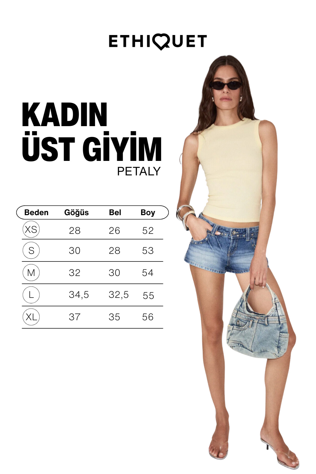 ETHIQUET PETALY Kadın Yumuşak Ve Esnek Kumaşlı Organik Pamuklu Yuvarlak Yakalı Sarı Atlet görsel 6