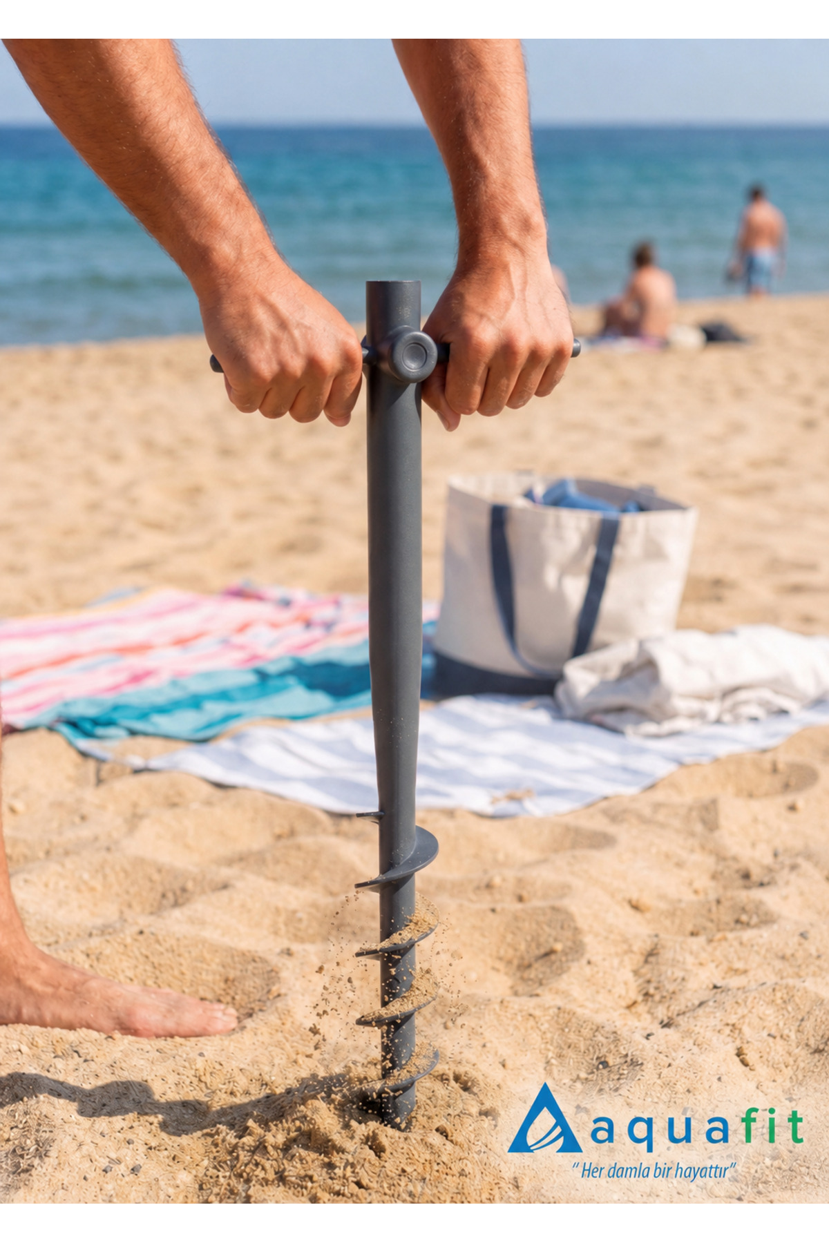 Beach Umbrella Fixing Pile - Aqua Fit - Metal Pile - Beach Mast Fixer