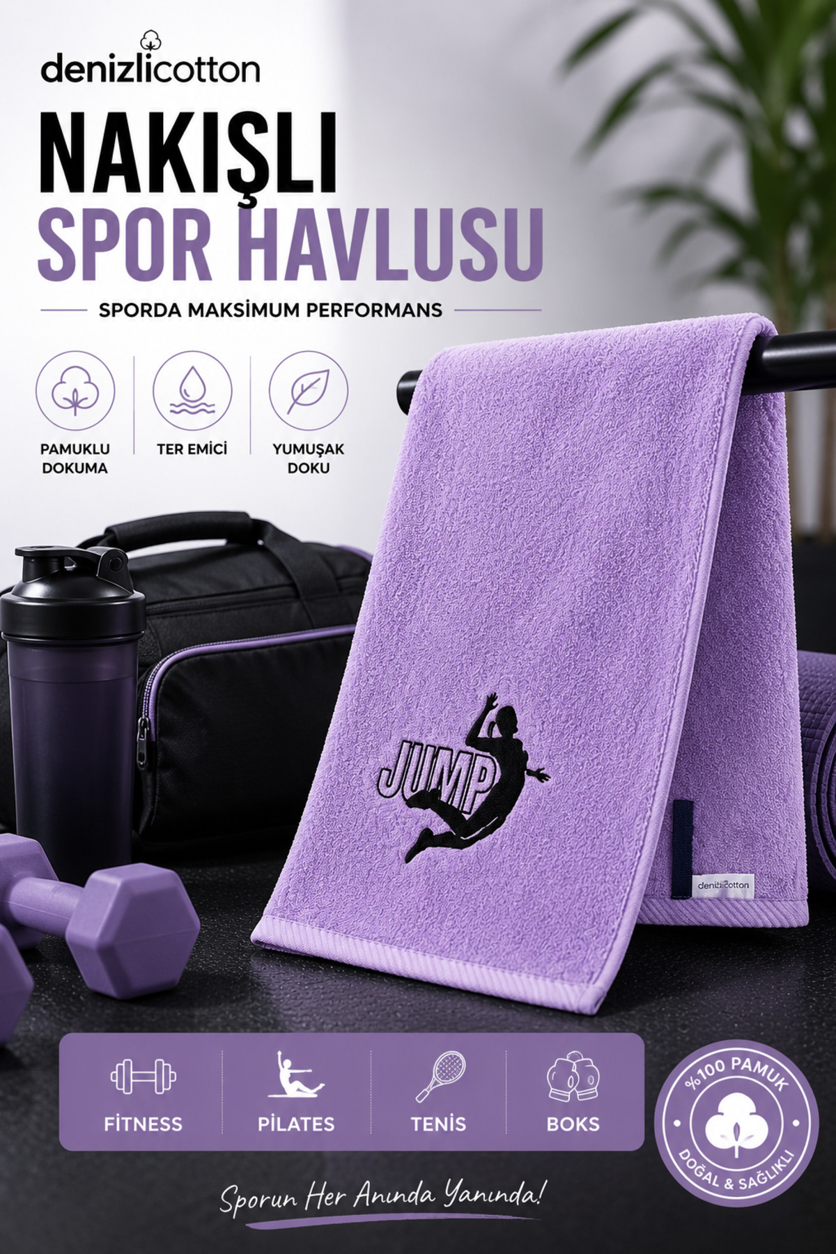 Embroidered Sports Towel Cotton, Anti-bacterial, Sweat Absorbing Fitness Plates Boxing Tennis Sports Towel