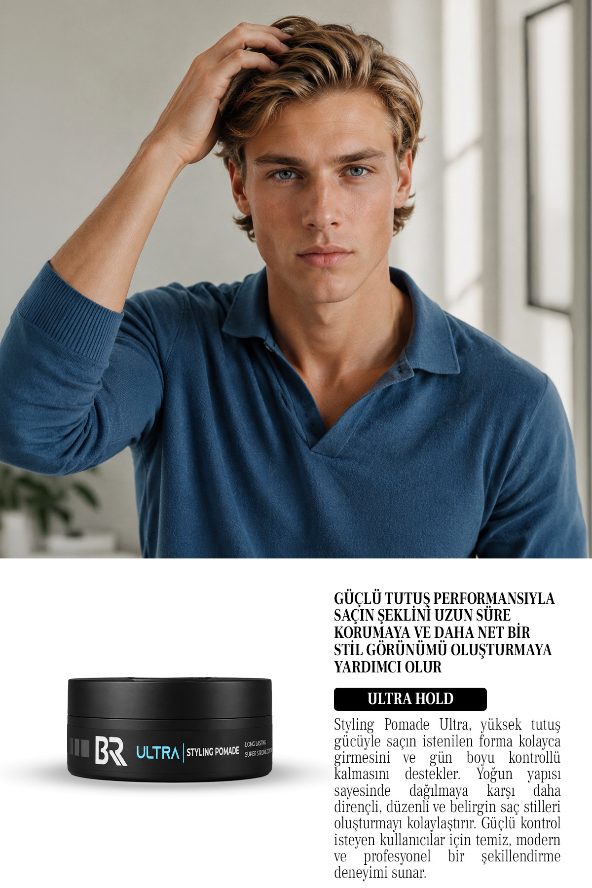 Styling Pomade Wax Ultra 120 ml – Süper Güçlü Tutuşlu Uzun Süre Kalıcı Saç Şekillendirici — firatemir-ultra-wax — تصویر 3 از 4