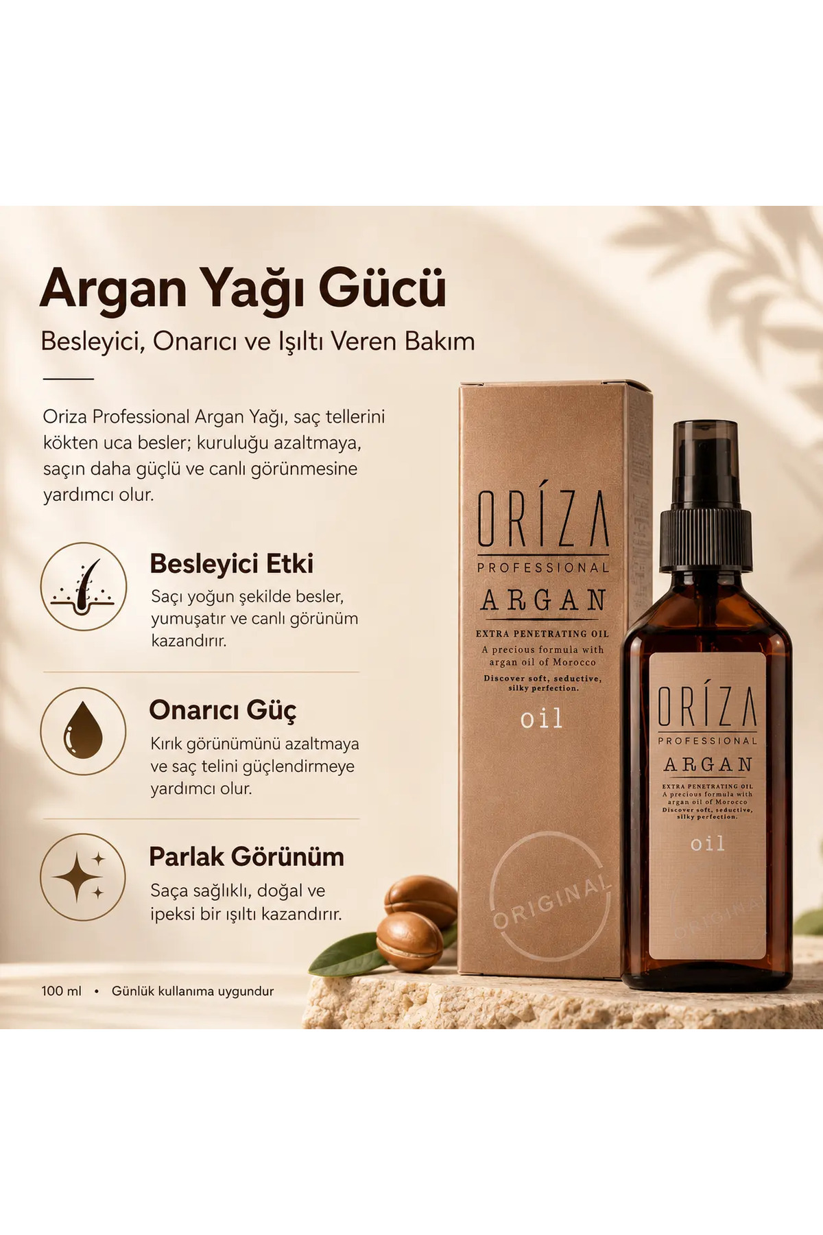 Argan Saç Bakım Yağı Besleyici ve Parlak Görünüm 100 ml — ORZ-ARGAN-OIL — تصویر 5 از 5
