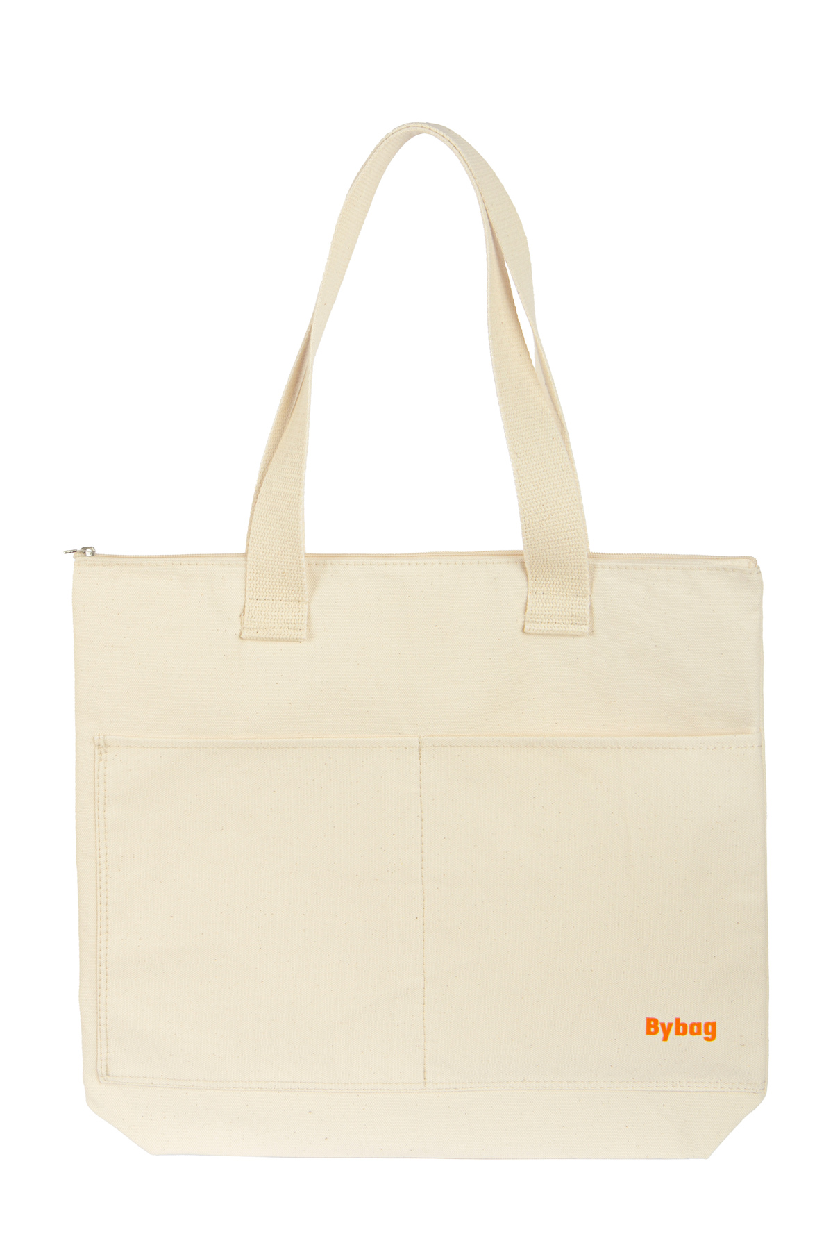 BYBAG Premium Kalın Hambez Tote Bag | Önü 2 Büyük Cepli, Özel Fermuarlı Günlük Plaj Bez Kol Çanta görsel 8
