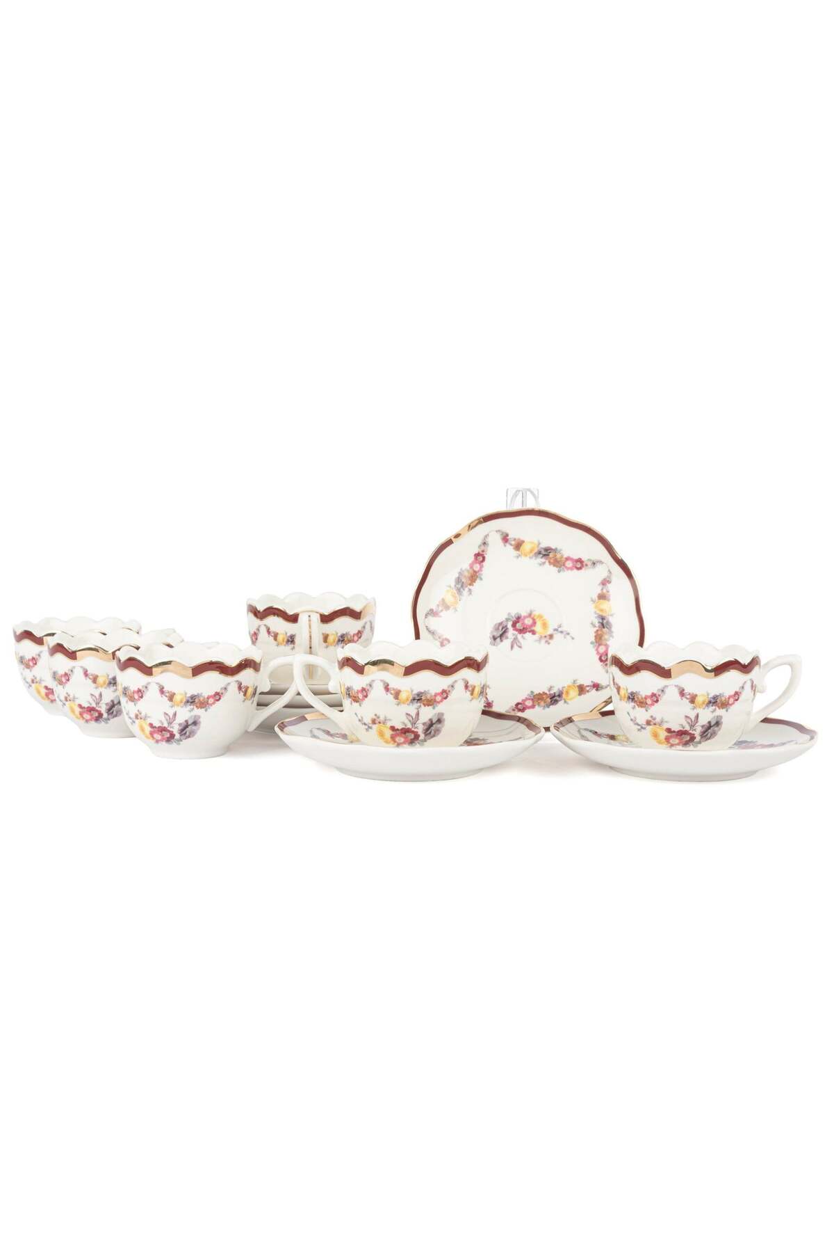 Porcelain Chateau Romance Coffee Cup Set for 6