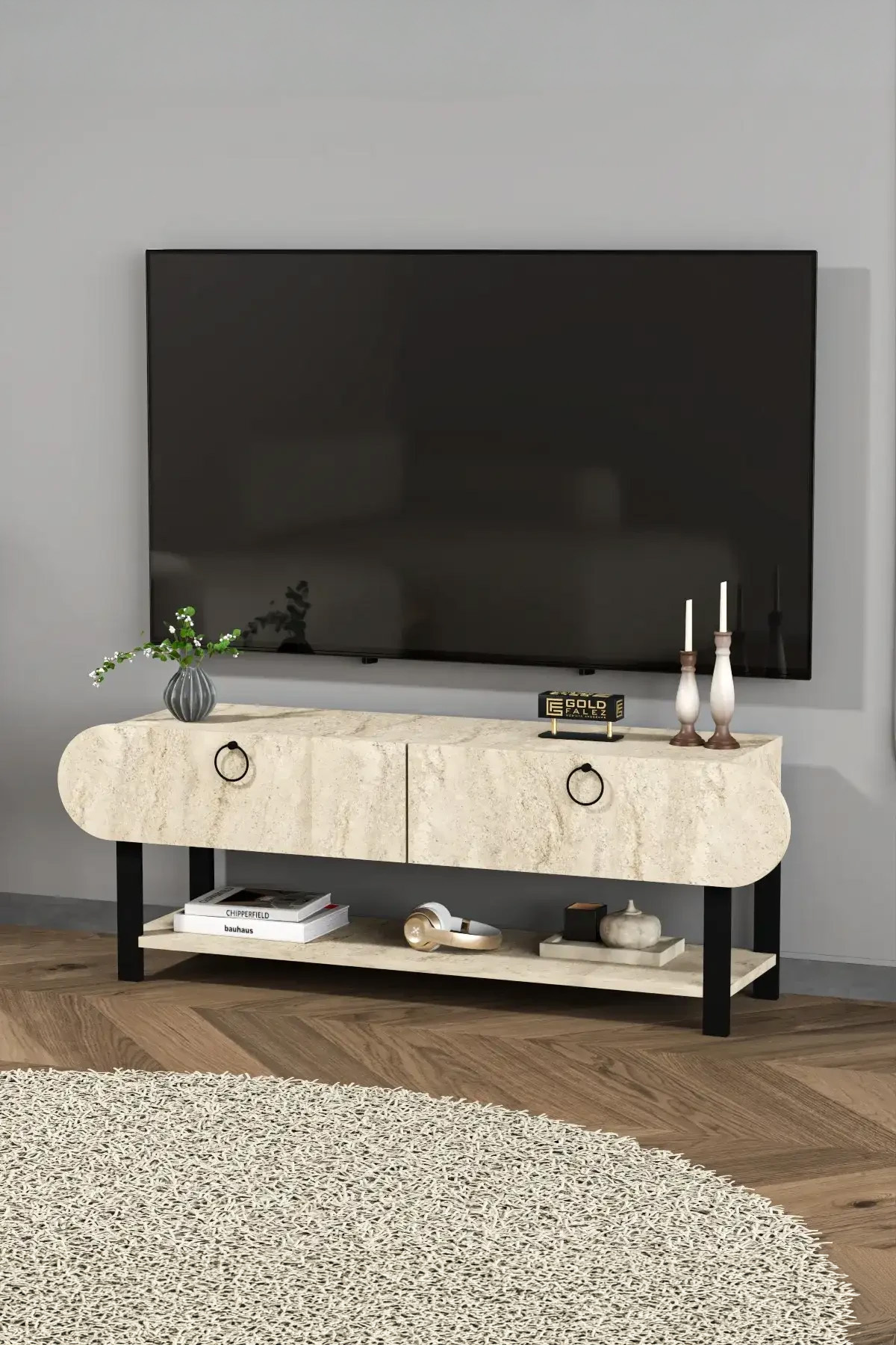 Goldfalez Setro TV Ünitesi Ekru 110 cm görsel 5