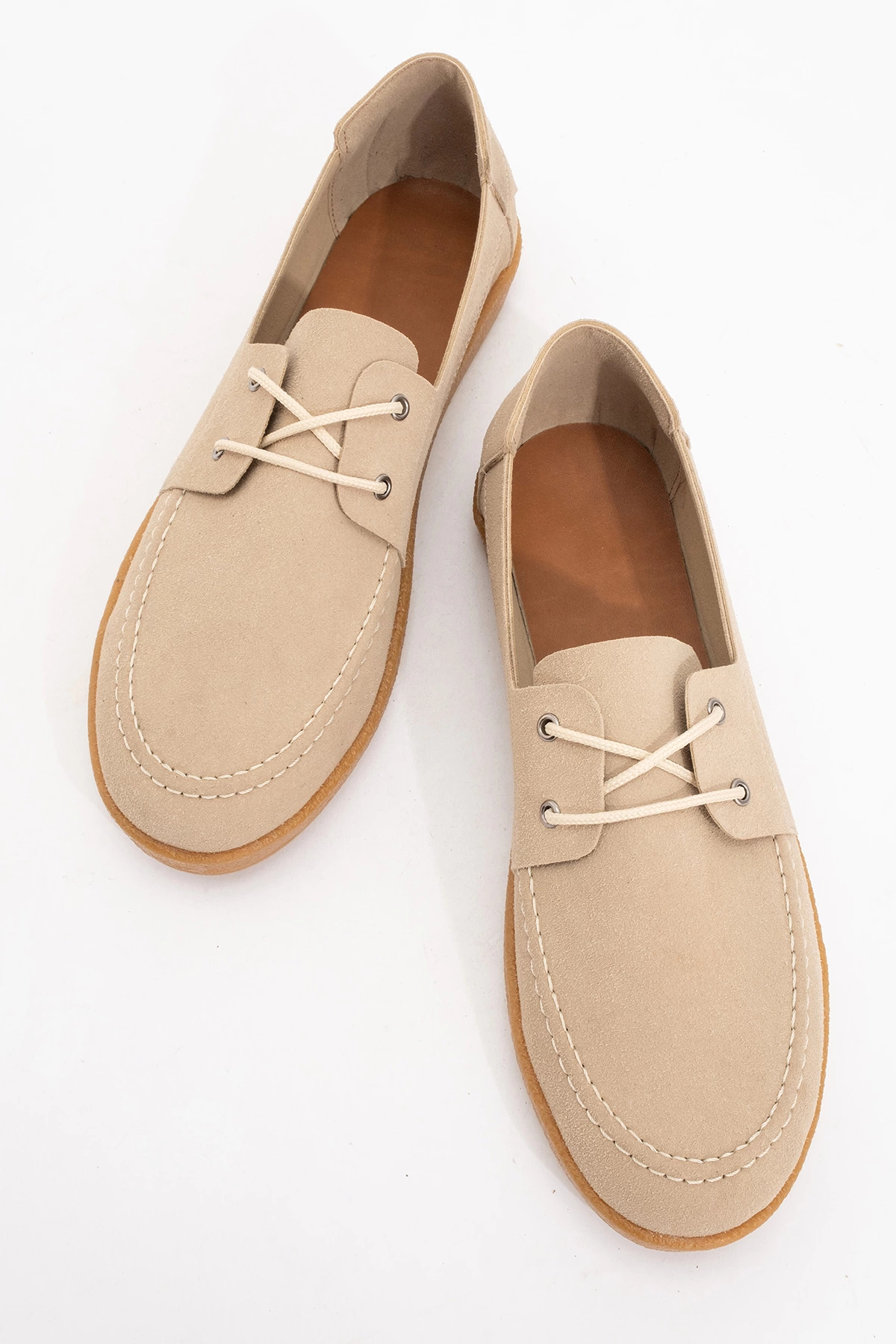 by selvi Lukka Shoes Mary Erkek Bej Deri tozu Bağcıklı ayakkabı görsel 3