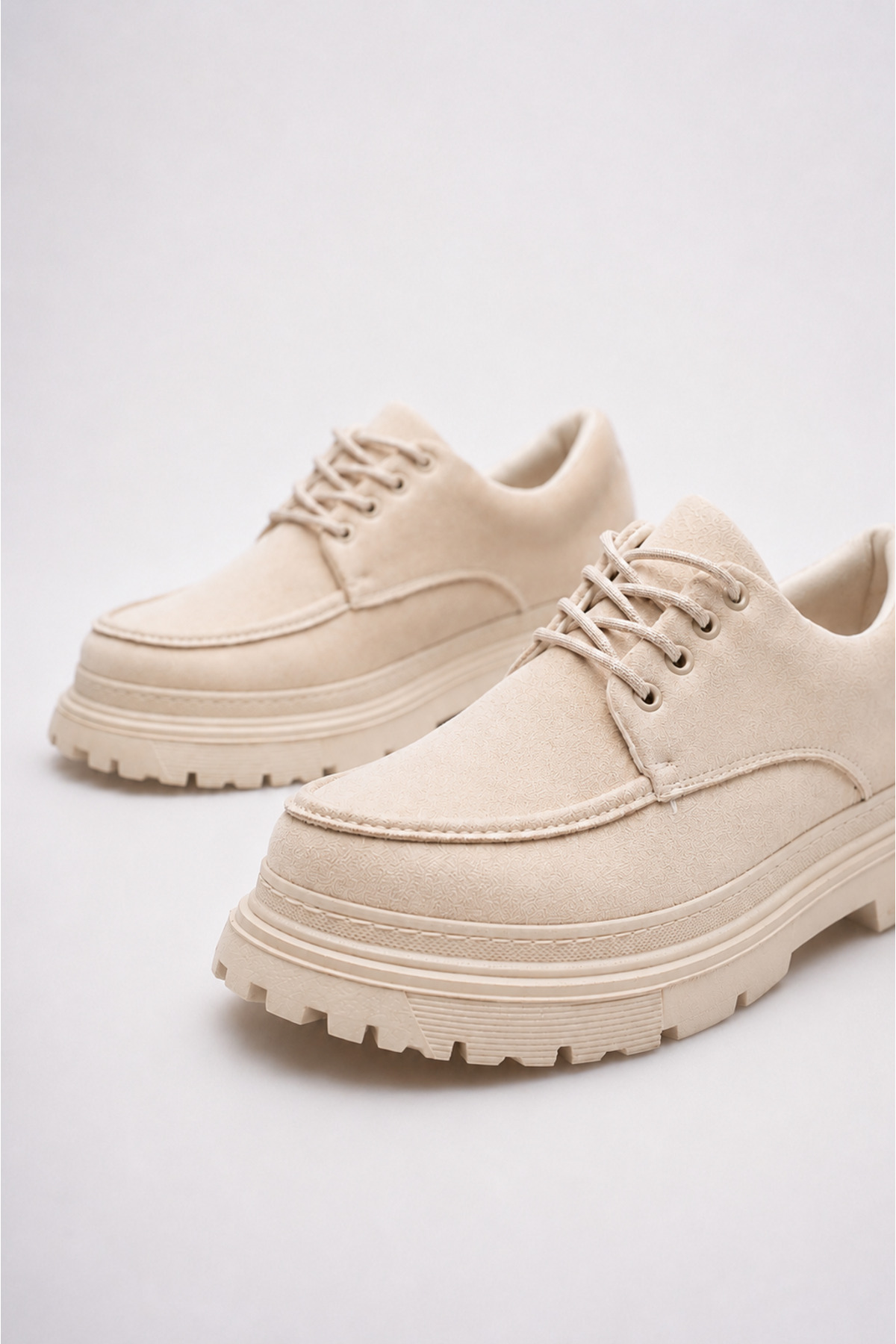 Mhoda Shoes Bağlamalı Makosen Ayakkabı Bej Süet görsel 6
