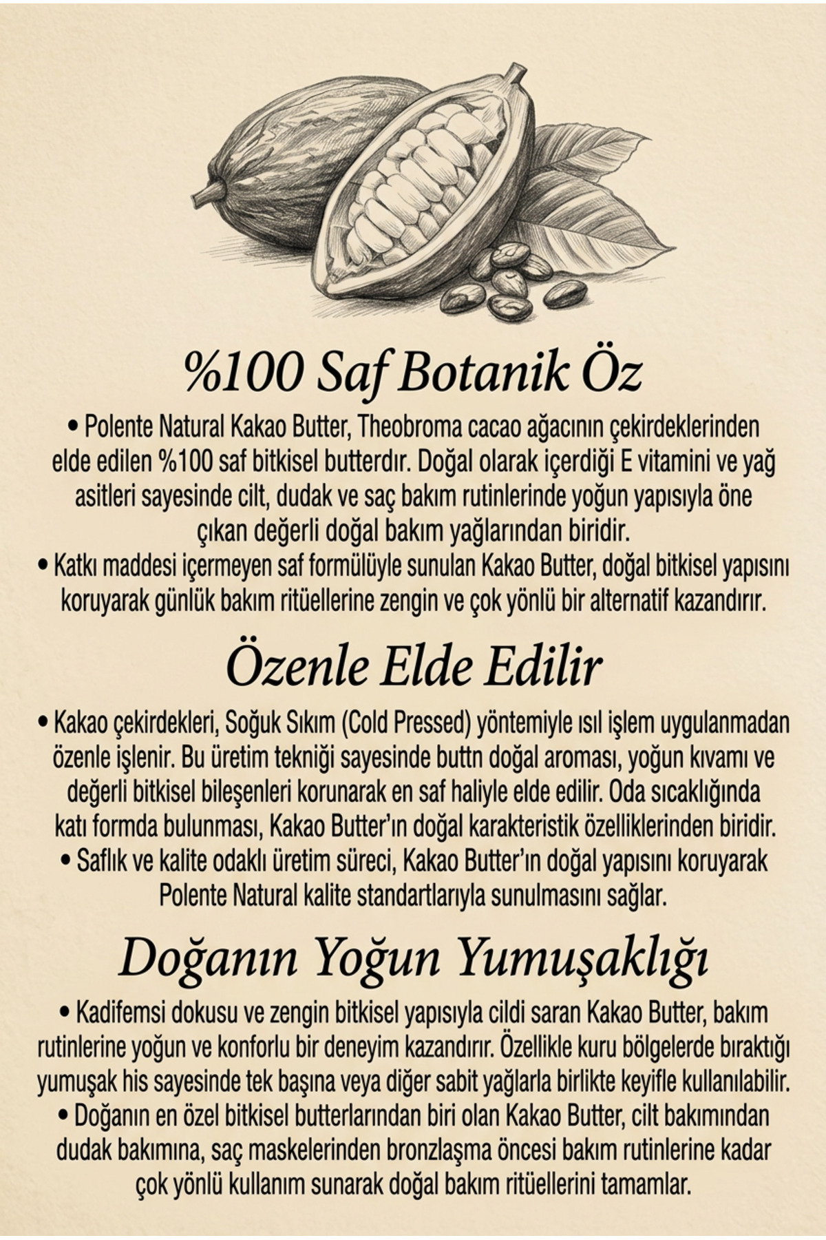 Kakao Butter - Soğuk Sıkım (50 ML) — Cam Kavanoz Kakao Yağı — تصویر 4 از 5