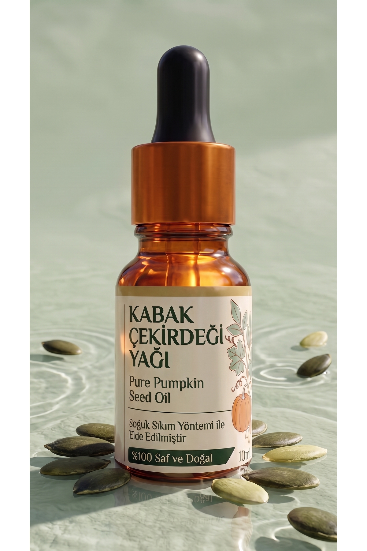Kabak Çekirdeği Yağı 10 ml / Soğuk Sıkım / %100 Saf Ve Doğal / Pumpkin Seeds Oil — A1-Kabak-Cekirdeği-yag-10 — تصویر 2 از 8