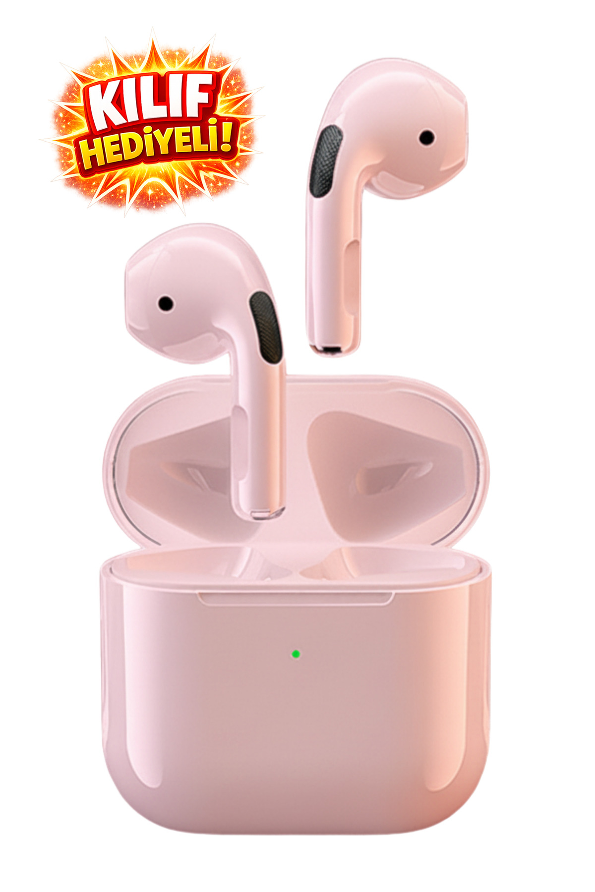 TrkTech Pro 5 Plus Pembe Kablosuz Bluetooth Kulaklık Bluetooth 5.3 TWS iOS Android Uyumlu HD Stereo Ses Dokunmatik Kılıf Hediyeli Şarj Kutulu