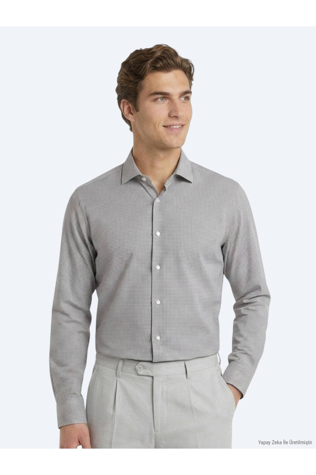 Kip Mavi Regular Fit Uzun Dokuma Klasik %100 Pamuk Gömlek — آبی 53620