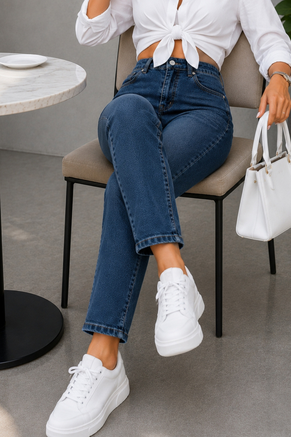 CEDY DENIM Mom Fit Jean Yüksek Bel Boyfriend Kesim Likralı Mavi Kadın Kot Pantolon C599 görsel 4
