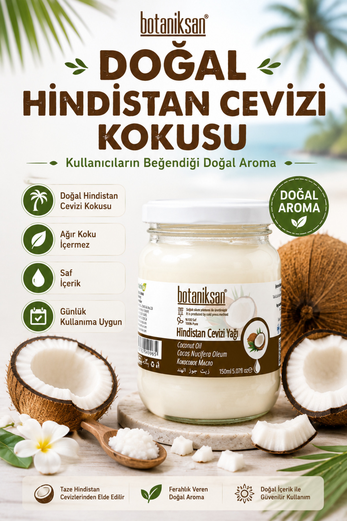 Hindistan Cevizi Yağı 150gr Soğuk Sıkım, Saf, Doğal, Katkısız — HİNDİSTAN CEVİZİ YAĞI 150GR — تصویر 6 از 8