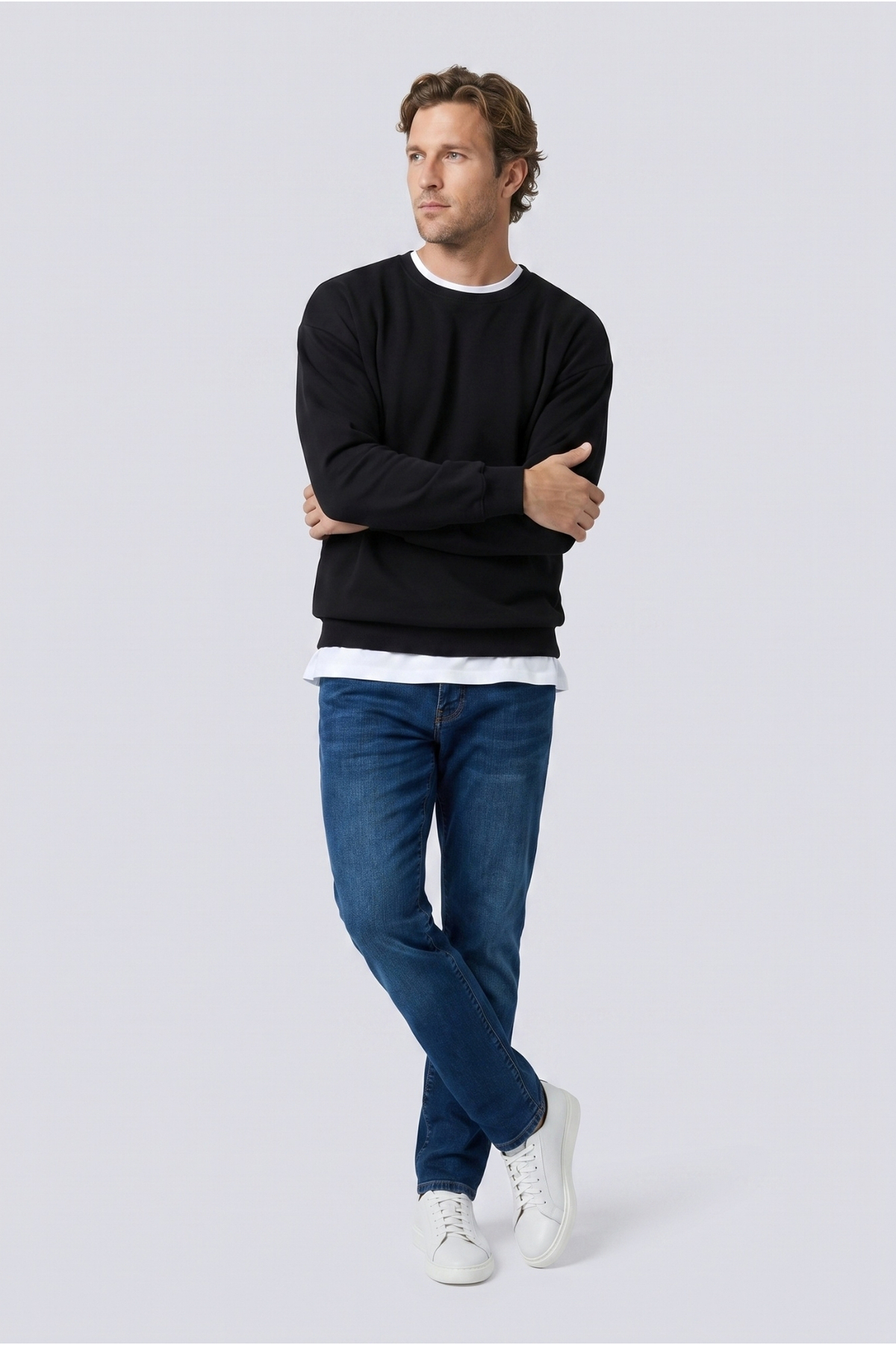 Kiğılı Bisiklet Yaka Oversize Pamuklu Sweatshirt görsel 3