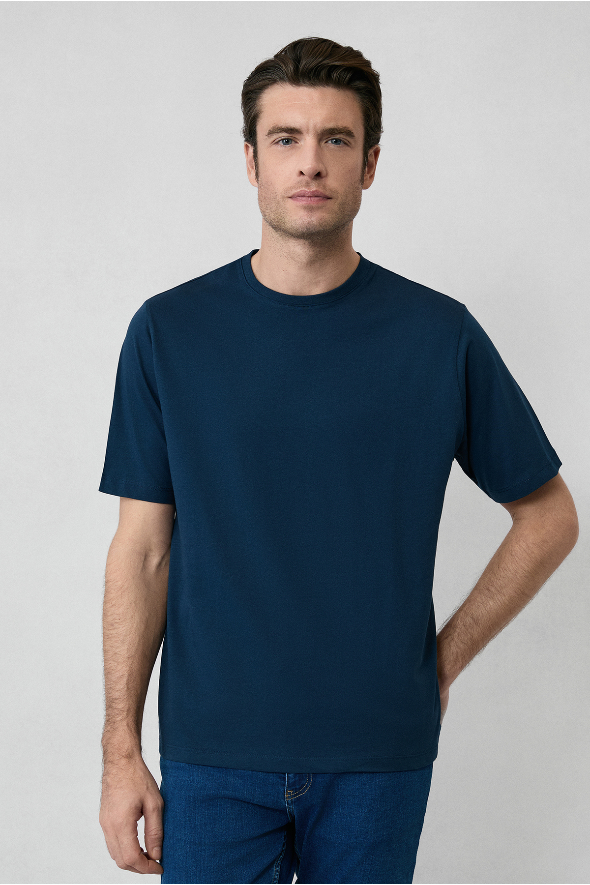 Kiğılı Bisiklet Yaka Slim Fit %100 Pamuk Tişört görsel 4