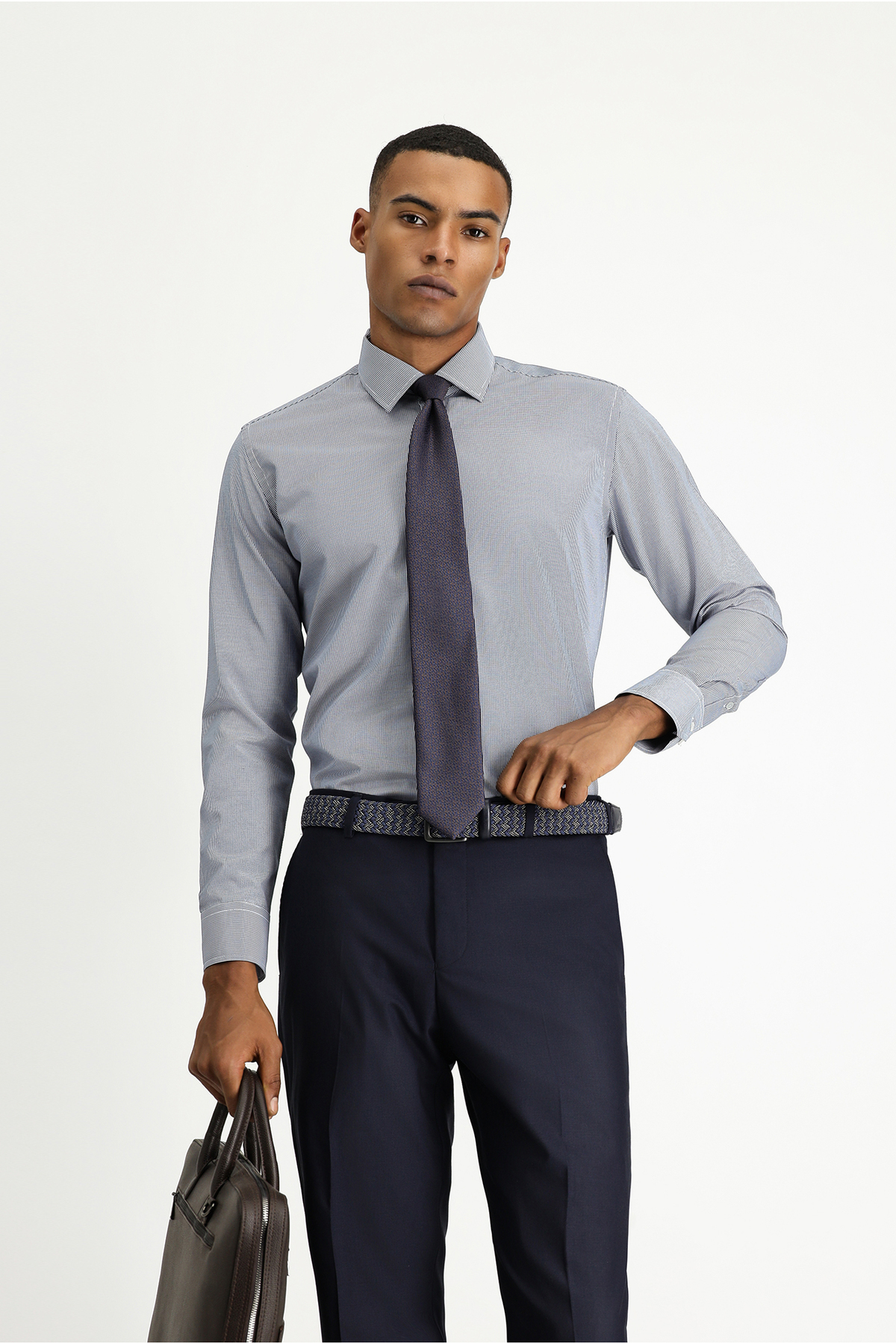 Kiğılı Uzun Kol Slim Fit Dar Kesim Klasik Desenli Pamuklu Kolay Ütülenebilir Gömlek