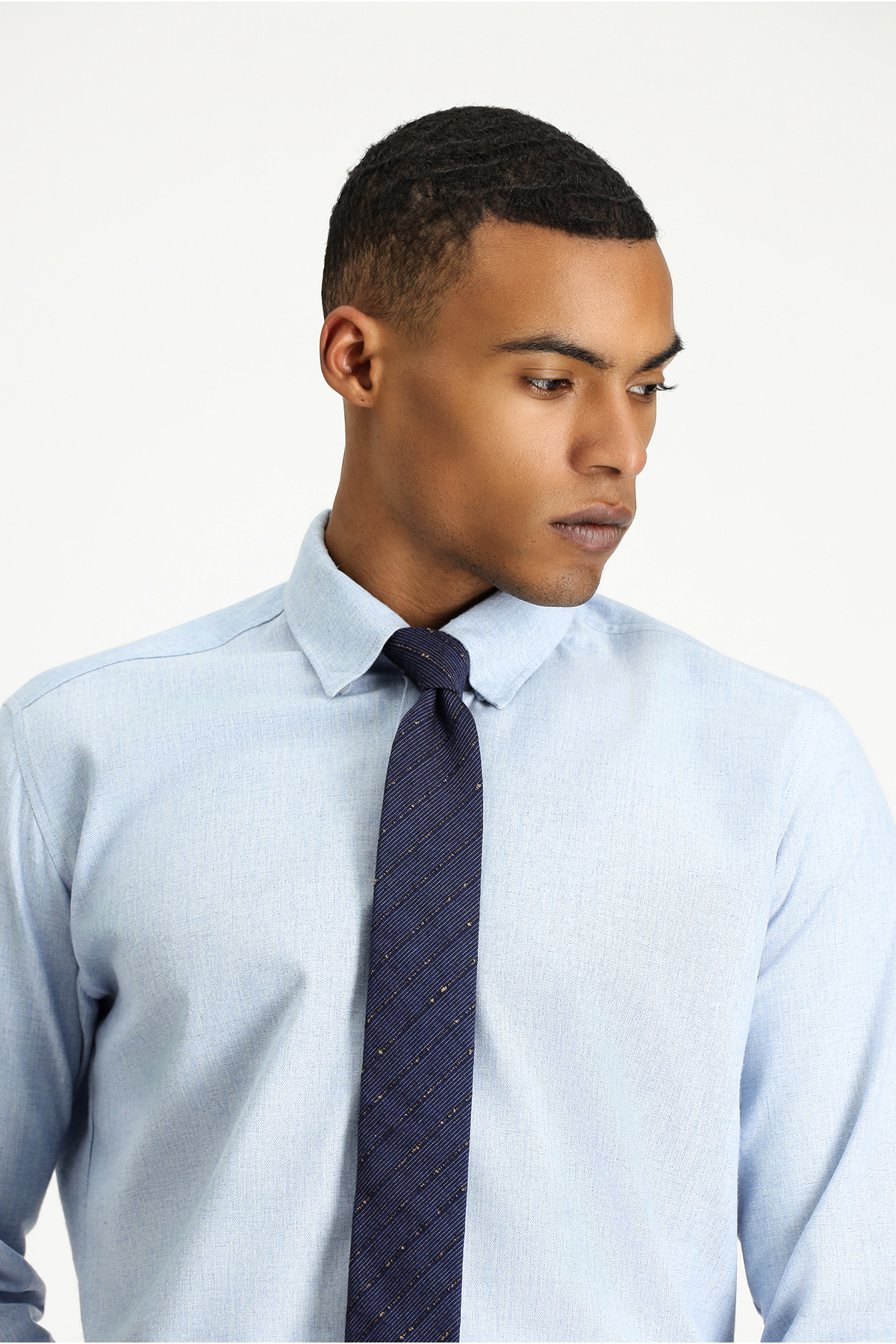 Uzun Kol Slim Fit Dar Kesim Oduncu Spor Pamuklu Düğmeli Yaka Gömlek — آبی KK254497DZ001 — تصویر 4 از 7
