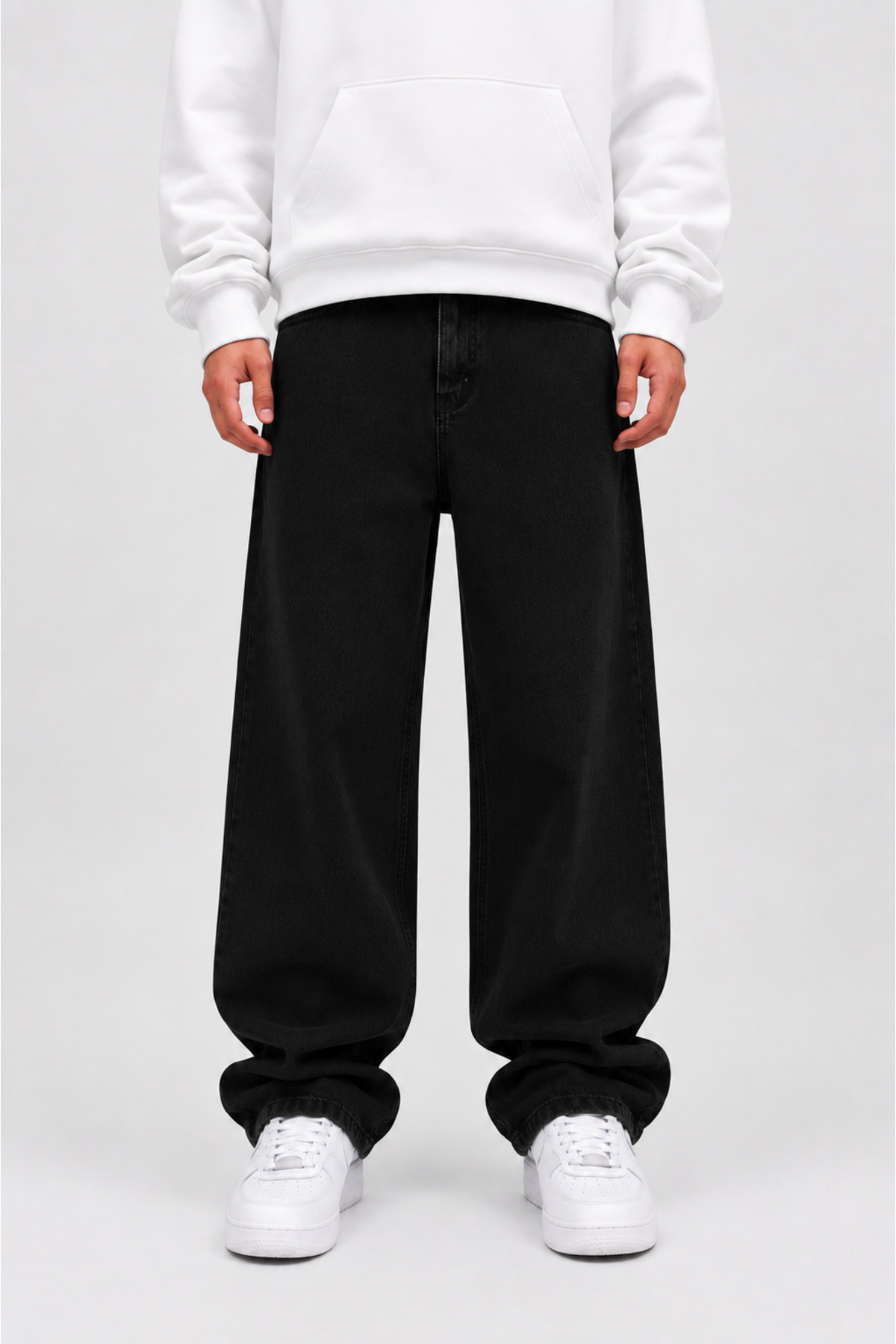 Lyvens Erkek Siyah Baggy Jean Pantolon