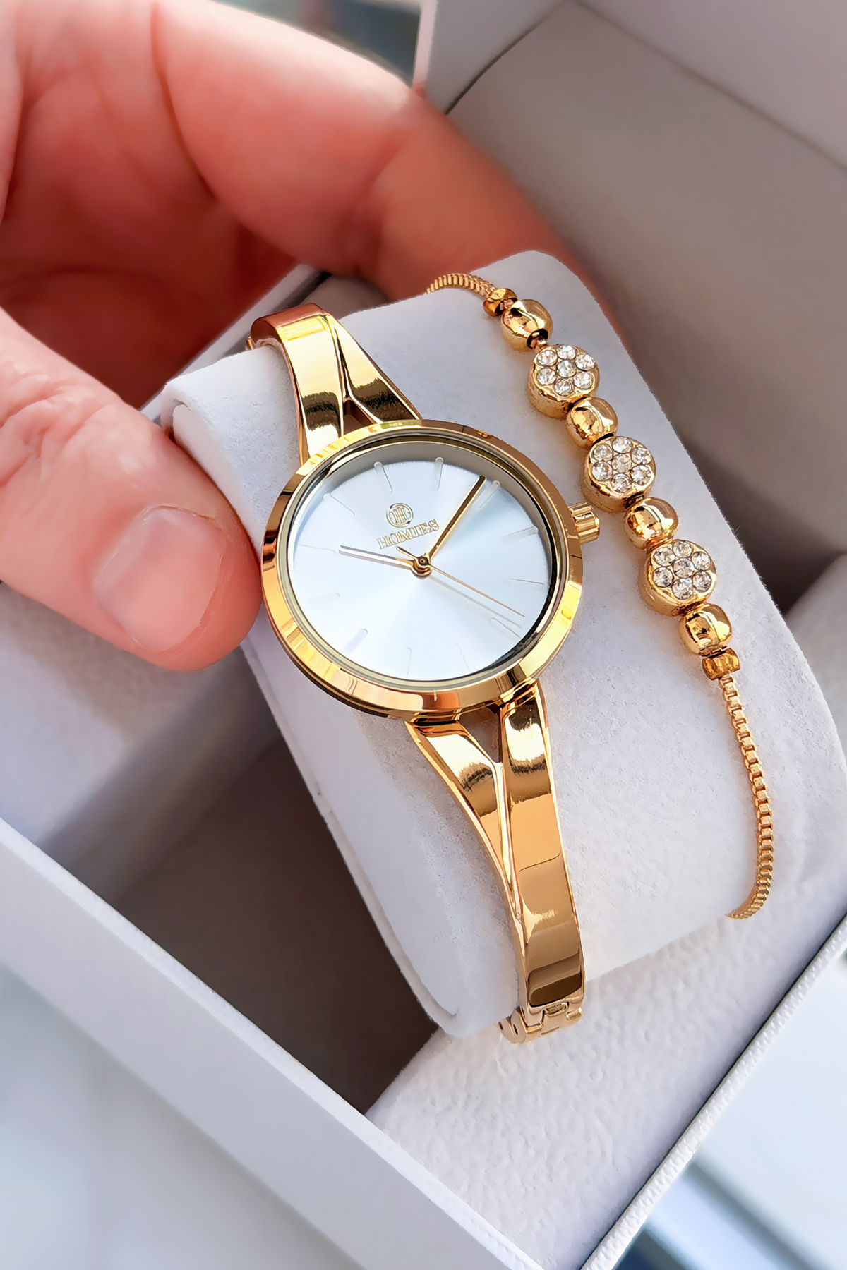 Premium Elegant Model Women Wrist Watch with Steel Strap Japanese Movement Gift Custom Box HMBY2065C1