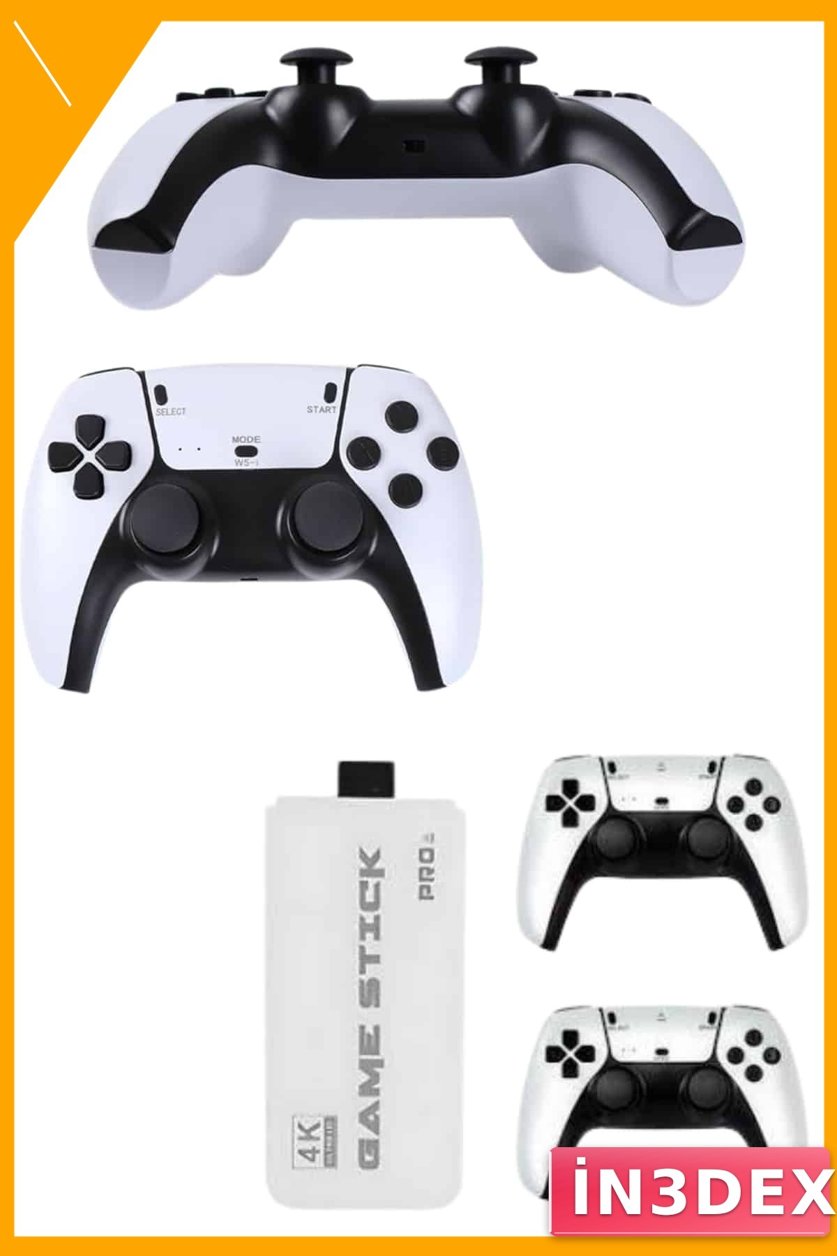 4K HD Çift Oyun Kollu Nostaljik 20.000 Oyunlu Beyaz Game Stick