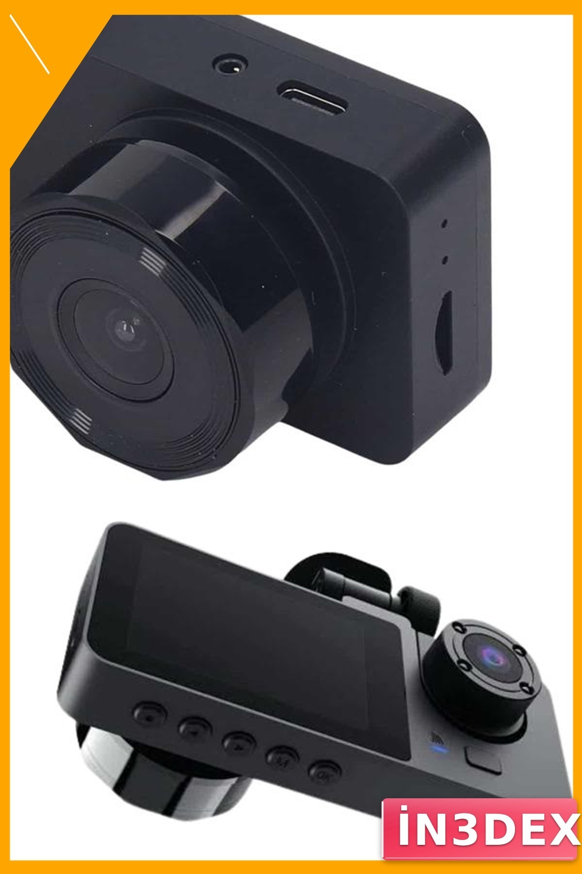 3 Lensli Araç İçi Kamera 1080P Full HD DVR Sürüş Kaydedici