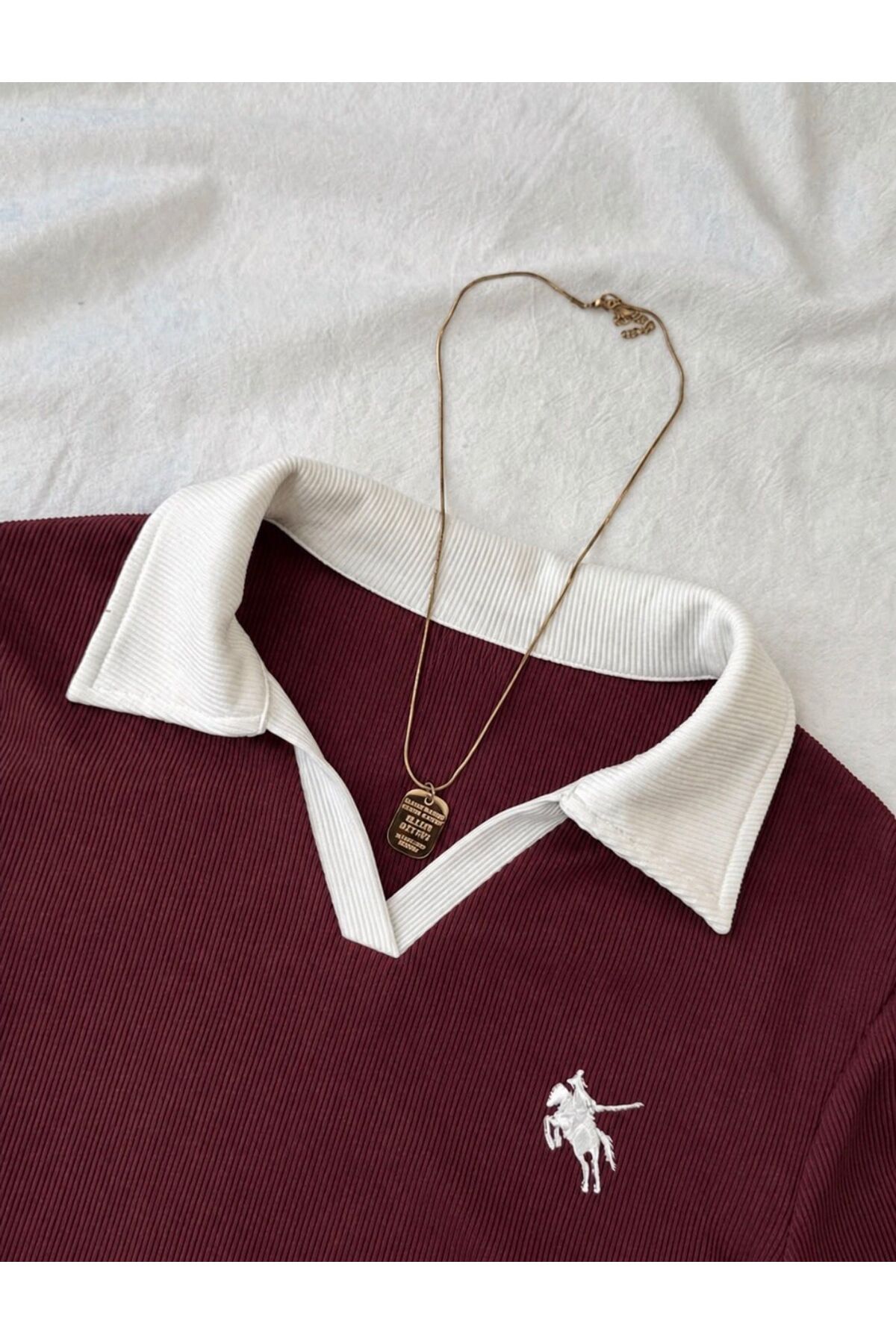 Gofeel  Soul Renkli Polo Yaka Nakışlı Büzgülü Bluz - Görsel 4