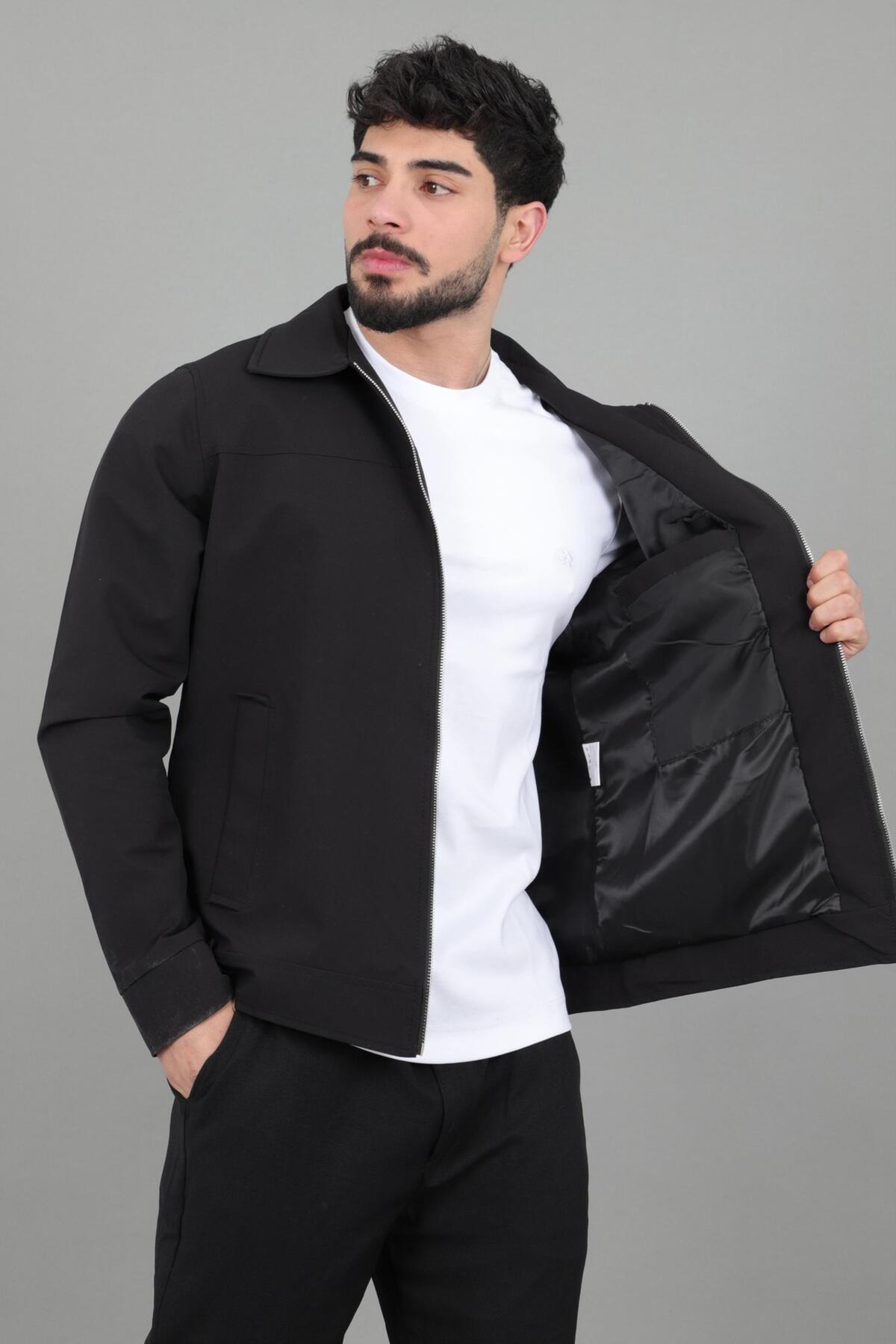 Stilkombin Yakalı Fermuarlı Mevsimlik Mont PLDP 3033_60390 görsel 5