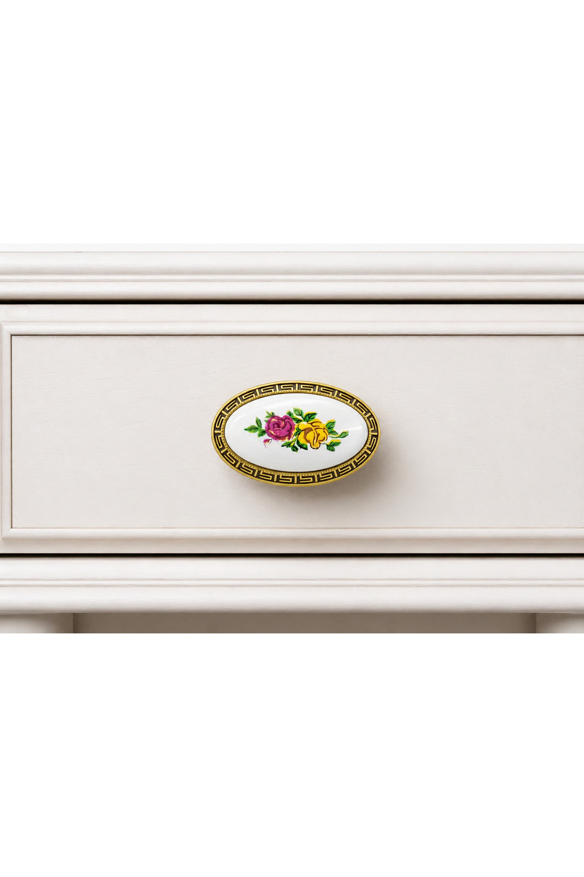3110 Porcelain Drawer Button Floral Pattern 5-Piece Set Cabinet Door Handle Vintage Handle