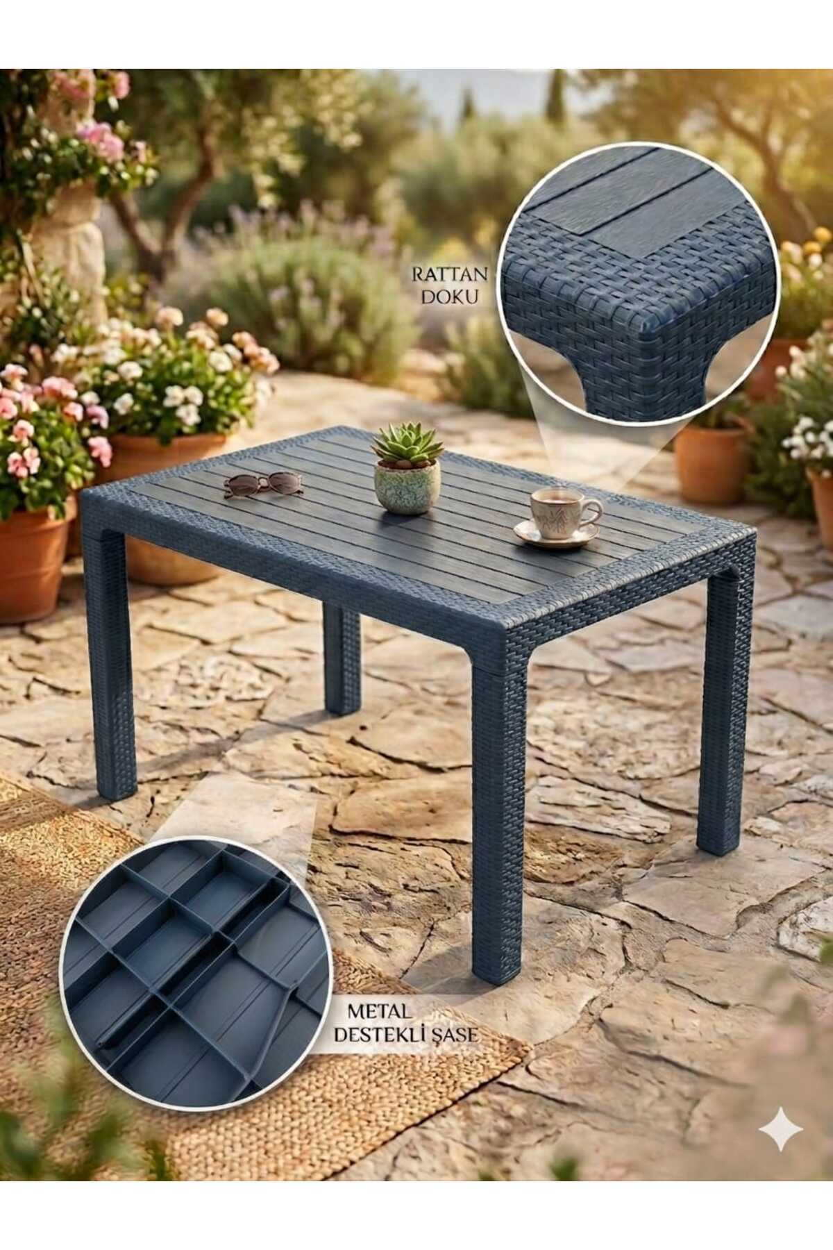 Rattan 80x140 Table, Plastic Table, Garden Balcony Terrace Table, Square Table, Outdoor Table