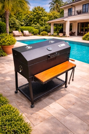 temiz iş Lüks Kapaklı Barbekü Mangal Tekerlekli Bahçe BBQ Izgara
