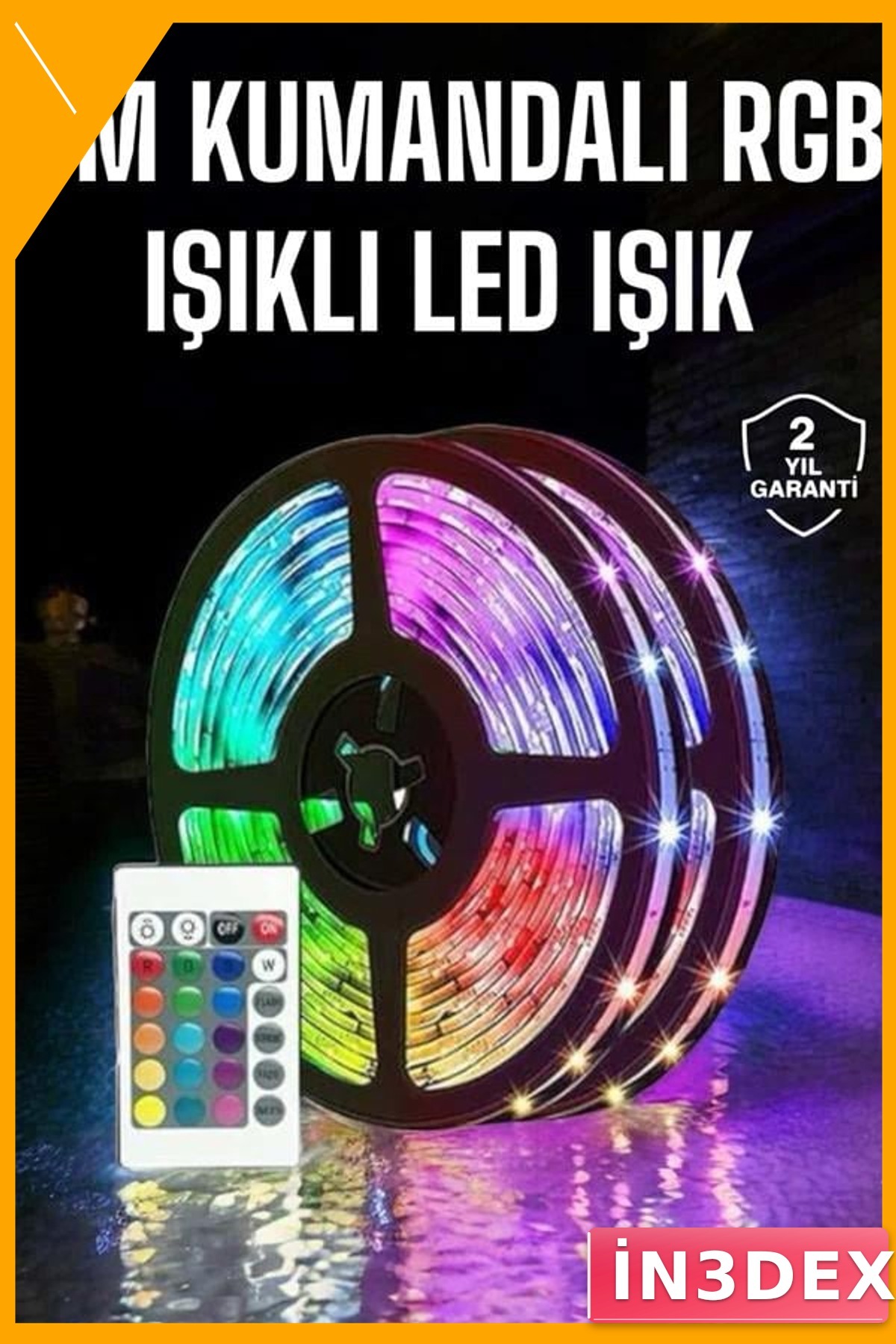 RGB Şerit LED 5m Uzaktan Kumandalı Su Geçirmez Dekoratif Aydınlatma