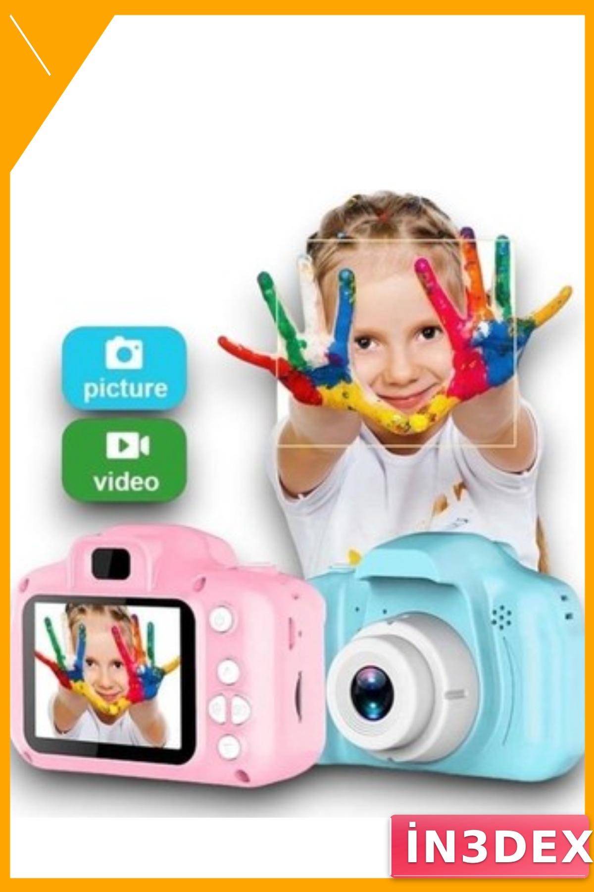 HD Mini Çocuk Kamerası Mavi Taşınabilir Dijital Fotoğraf Makinesi