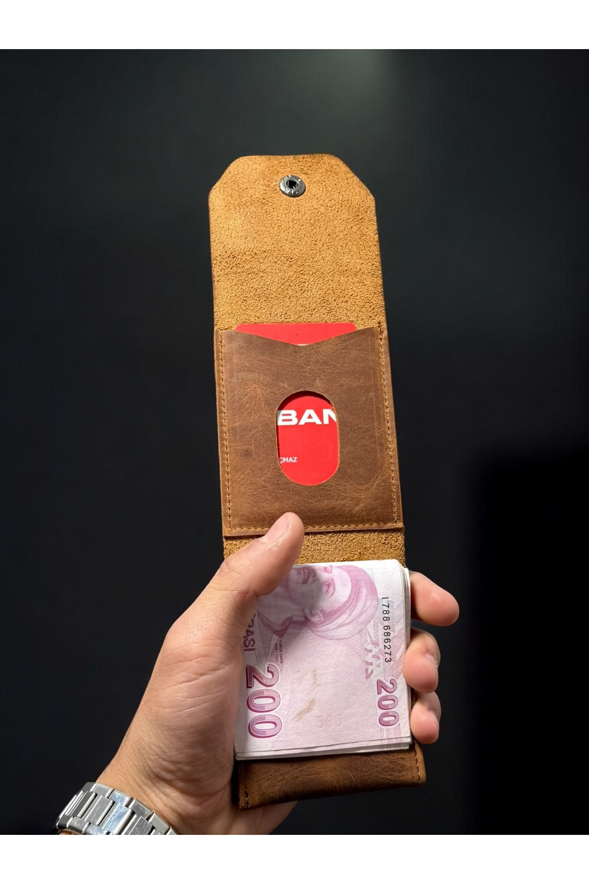NZCLUB %100 Hakiki Crazy Dana Derisi Çerçeveli Minimalist Cüzdan Para Portföyü Kaliteli Kartlık Cüzdan görsel 5