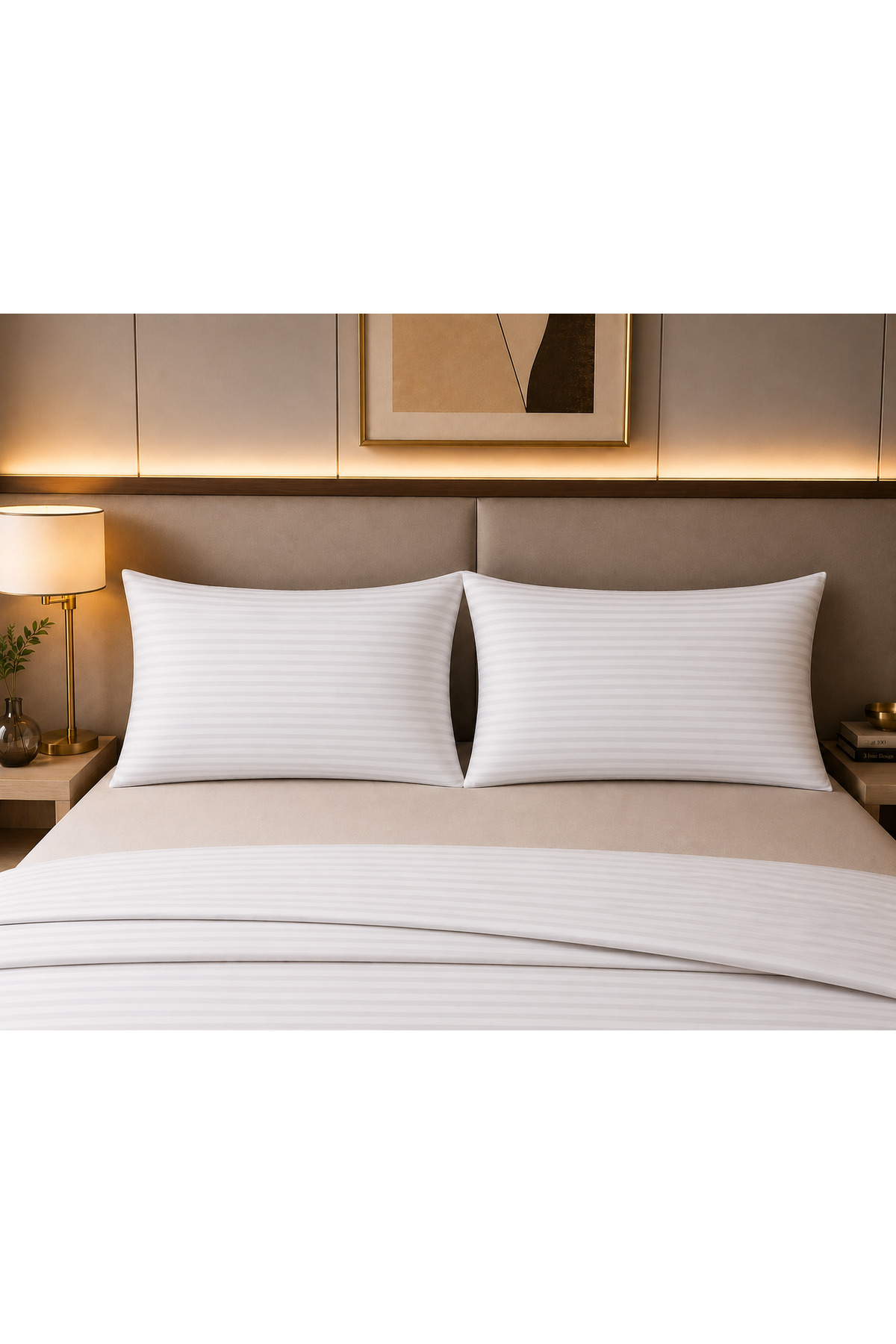 1 CM LINE PATTERNED SATIN FABRIC COVER PILLOWCASE - 50X70CM -2 PCS (1 PAIR)