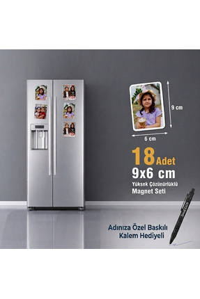 CraftNeova Kişiye Özel Fotoğraflı Magnet Seti - 18 Adet 9x6 cm - PVC Kaplı Su...
