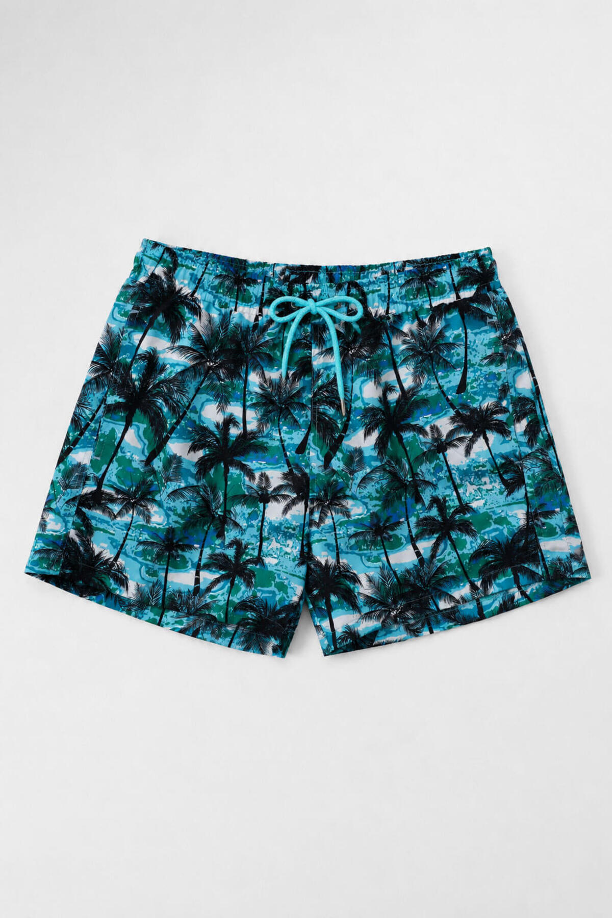 MARKAPIA Men's Tropical Patterned Mesh Swim Shorts with Pockets