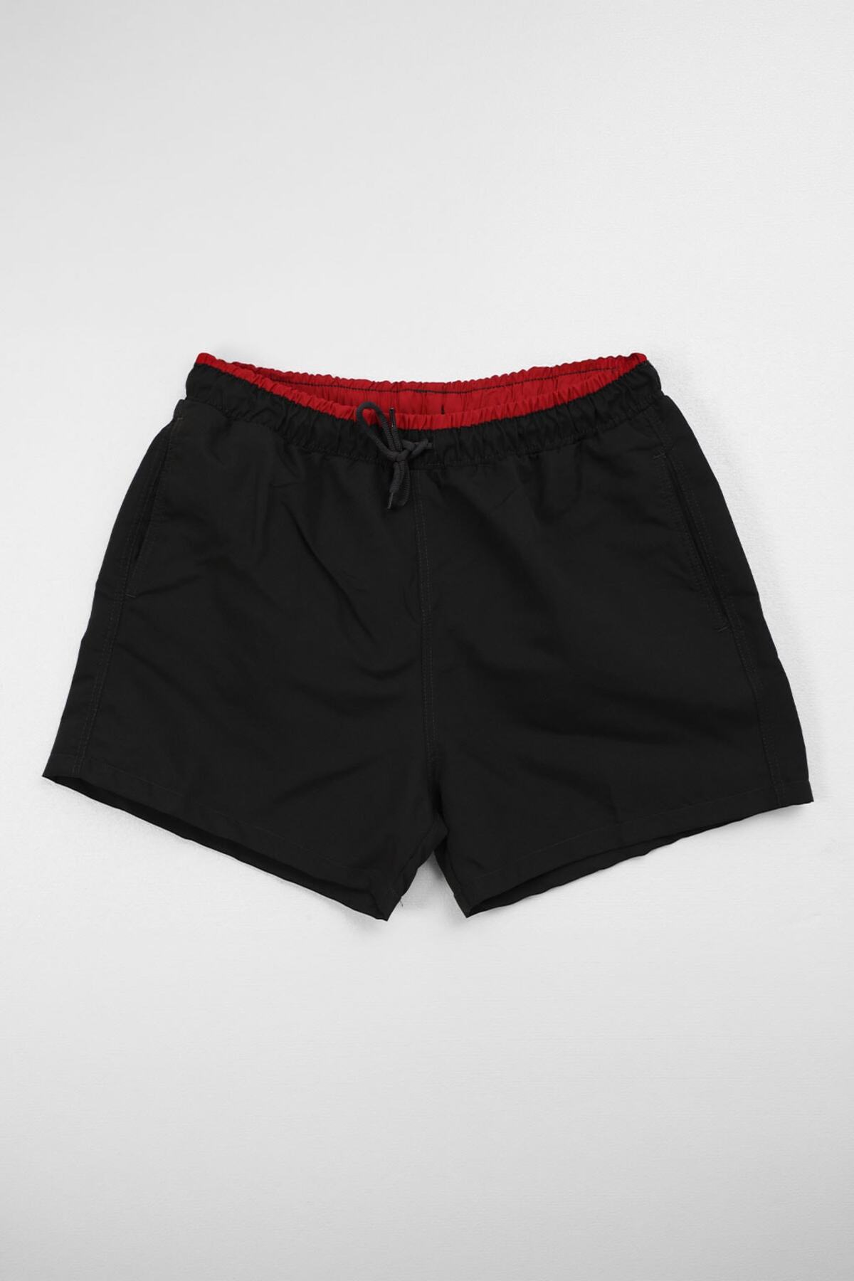 MARKAPIA Men's Flat Pocket Mesh Black Swim Shorts