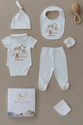 Astral Baby %100 Pamuk Premium Yenidoğan Hastane Çıkışı 5'li Yakalı Kısa Koll...