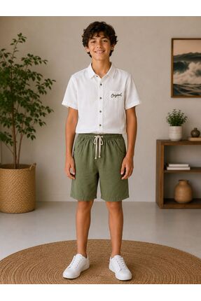 çelik kids Erkek Çocuk Casual Gömlek Şort Takım
