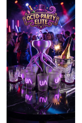 uAmor Octo-Party Elite 8'li Shot Bardaklı İçecek Dağıtıcı Stand (30CM)