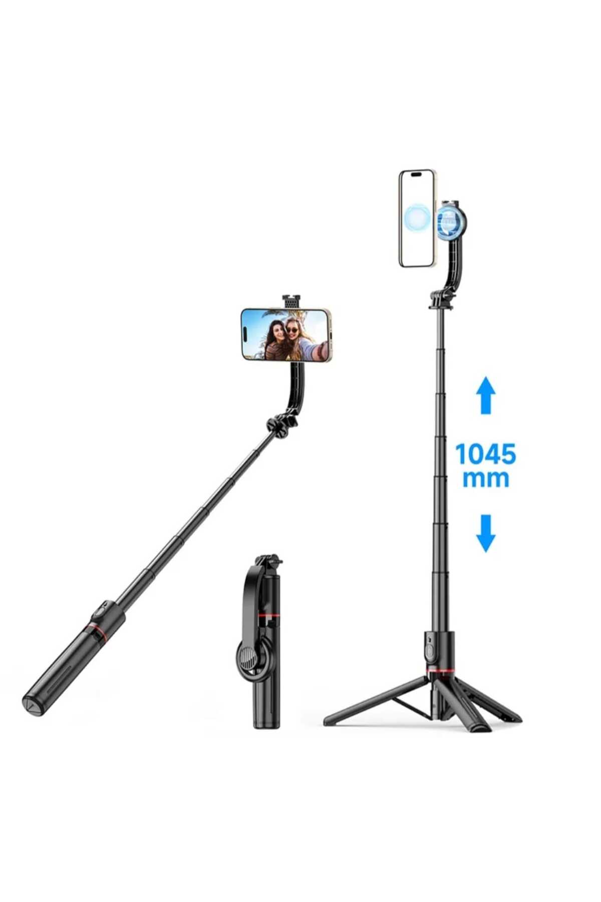 Magsafe Compatible Selfie Stick with Phone Holder Foldable, Bluetooth Control 104cm Tripod